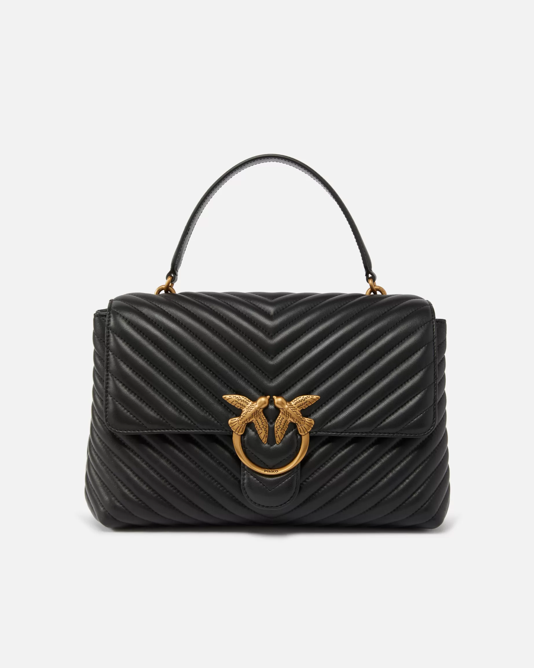 PINKO Nowości | Torebki Przewieszane Przez Ramię | Big Lady Love Bag Puff Chevron CZARNY-ANTIQUEGOLD