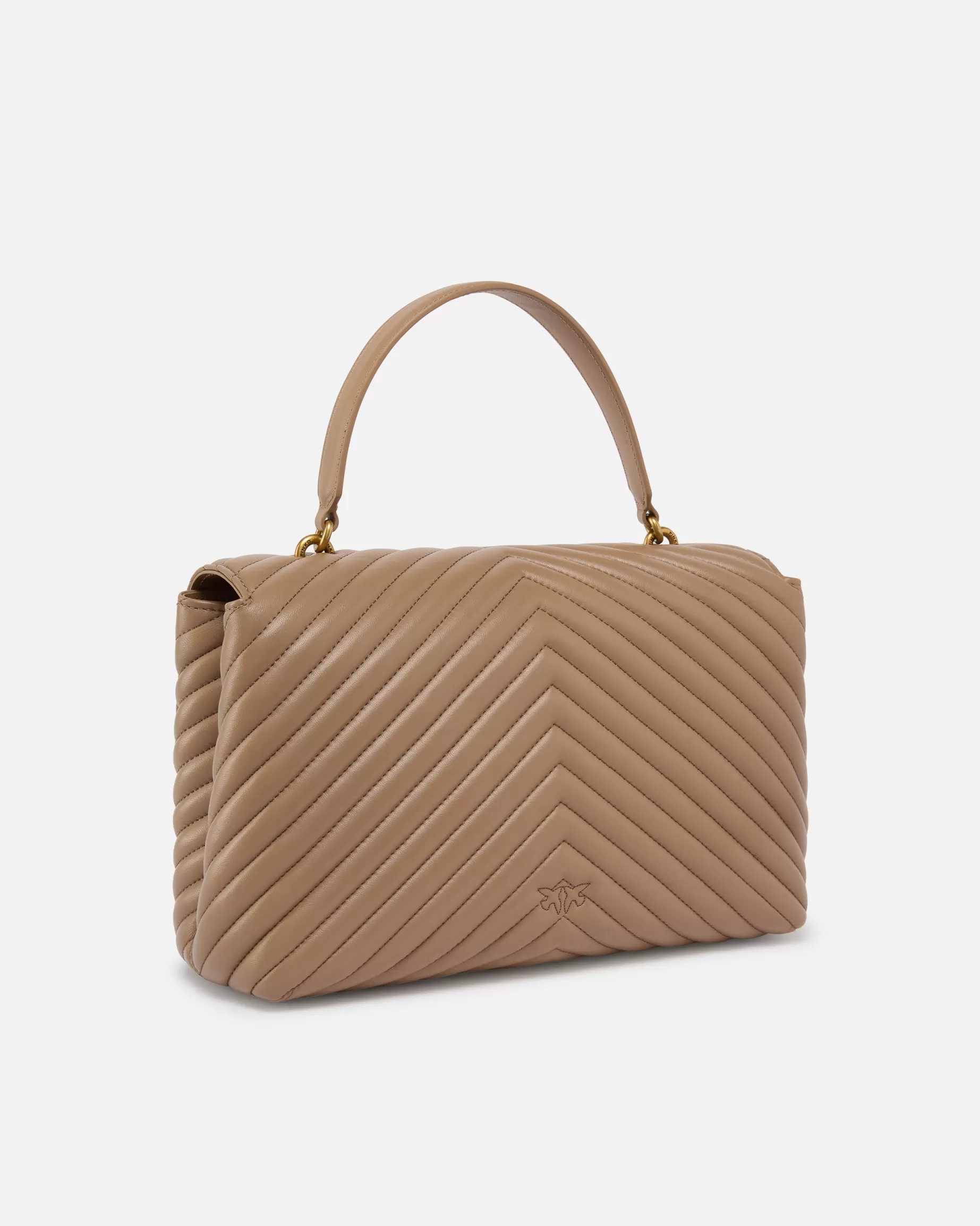 PINKO Torebki Przewieszane Przez Ramię | Torebki Na Ramię | Big Lady Love Bag Puff Chevron BISZKOPTOWYIMBIR-STAREZŁOTO