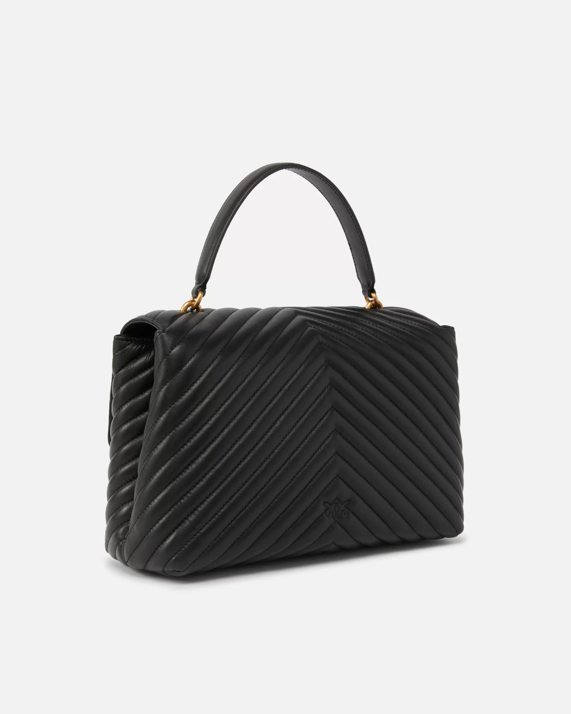 PINKO Nowości | Torebki Przewieszane Przez Ramię | Big Lady Love Bag Puff Chevron CZARNY-ANTIQUEGOLD