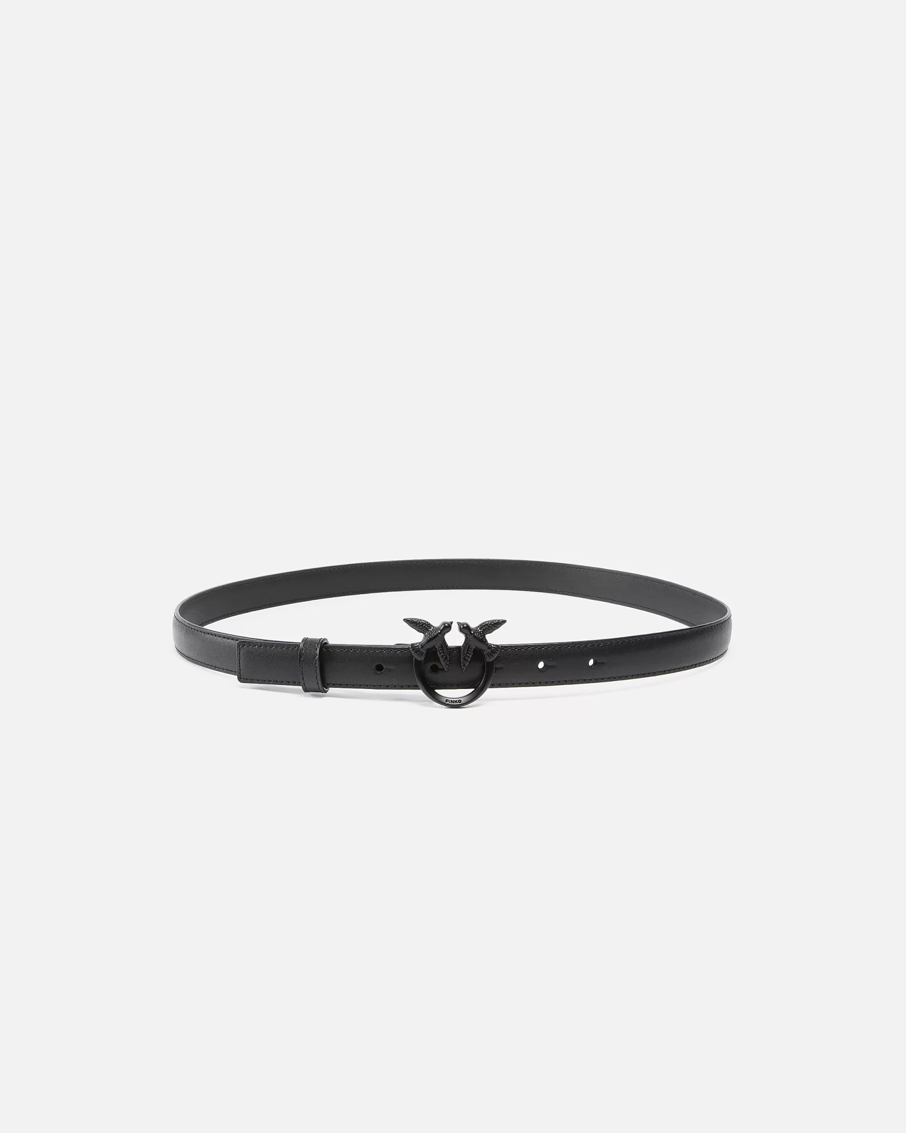 PINKO Paski | Cienki skórzany pasek Love Birds color block 2cm LIMUZYNOWACZERŃBLOCKCOLOR