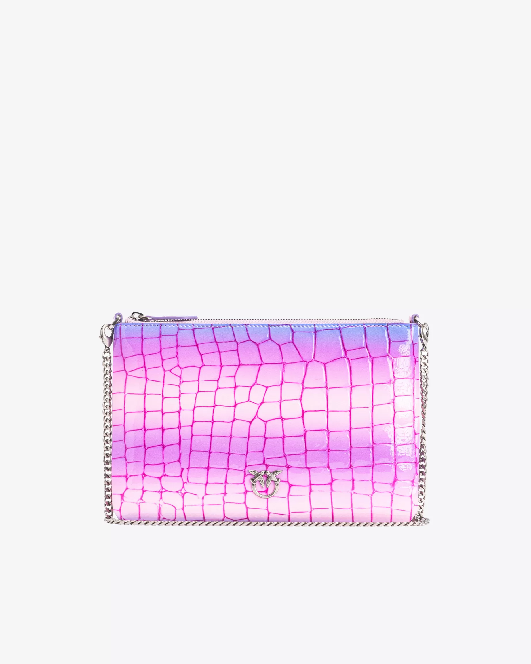 PINKO Limited Edition | Classic Flat Love Bag cieniowany krokodyl z połyskiem Galleria RÓŻOWY/FIOLETOWY-STARESREBRO