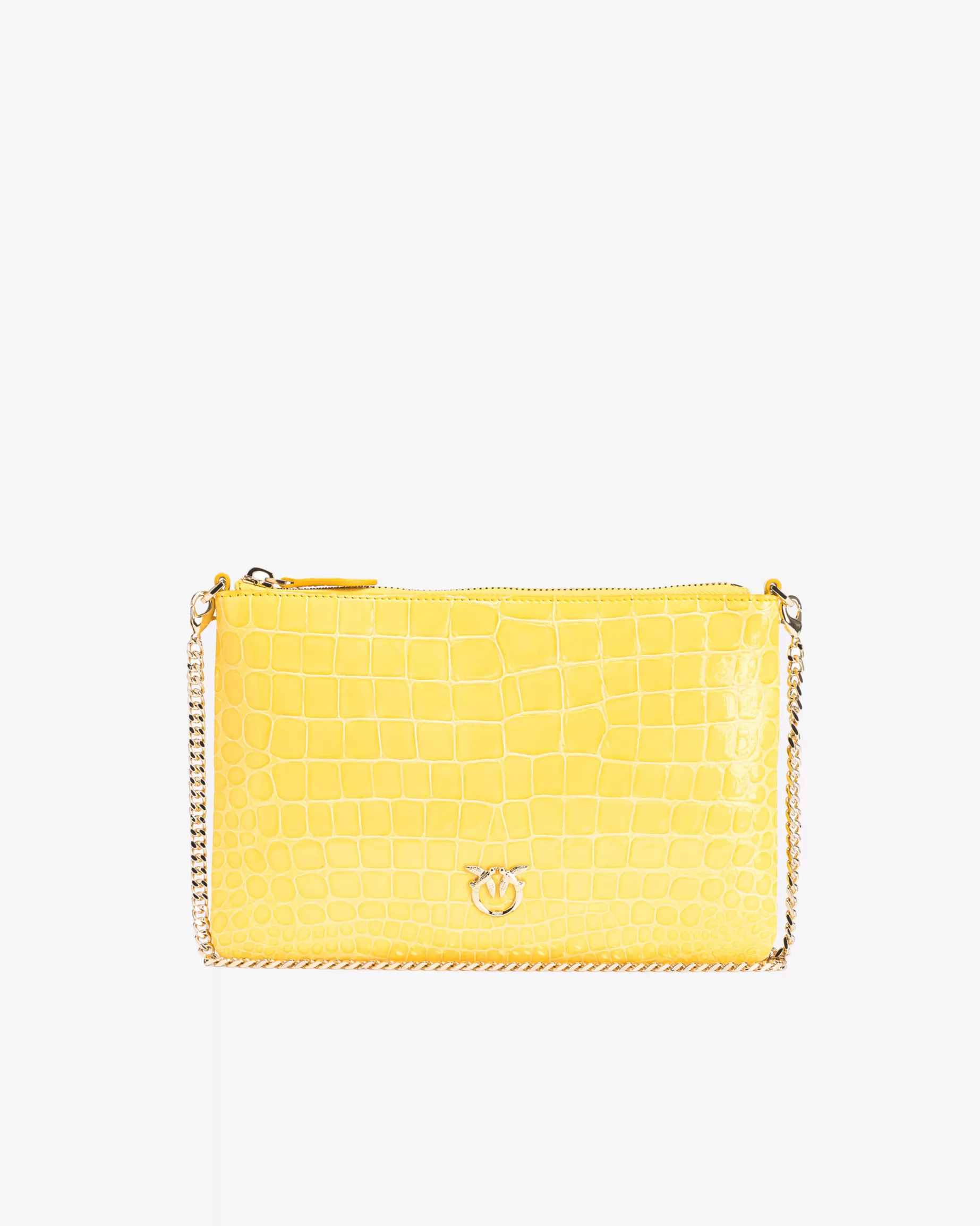 PINKO Limited Edition | Classic Flat Love Bag kolorowy krokodyl z połyskiem Galleria SŁONECZNYŻÓŁCIEŃ-JASNEZŁOTO