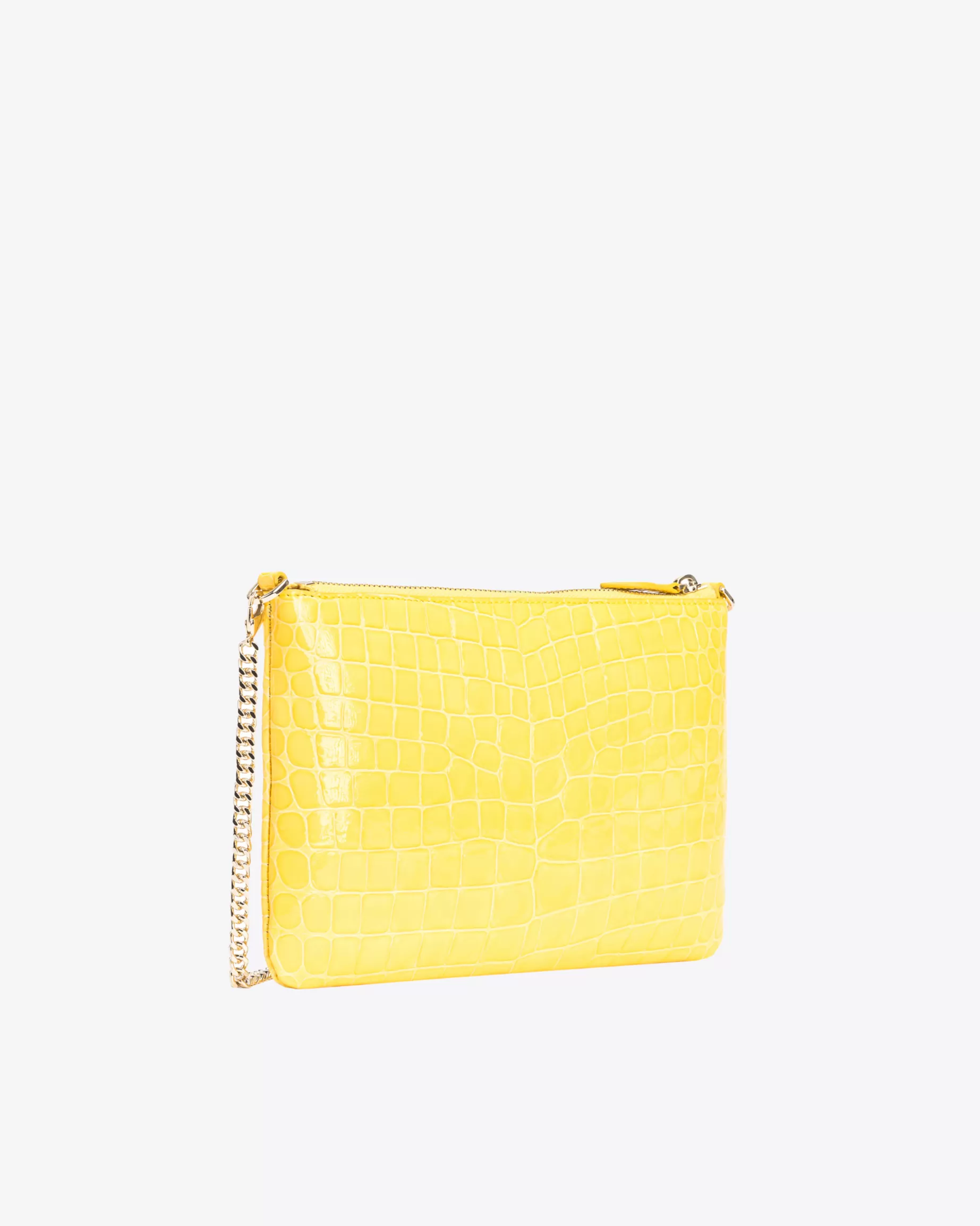 PINKO Limited Edition | Classic Flat Love Bag kolorowy krokodyl z połyskiem Galleria SŁONECZNYŻÓŁCIEŃ-JASNEZŁOTO