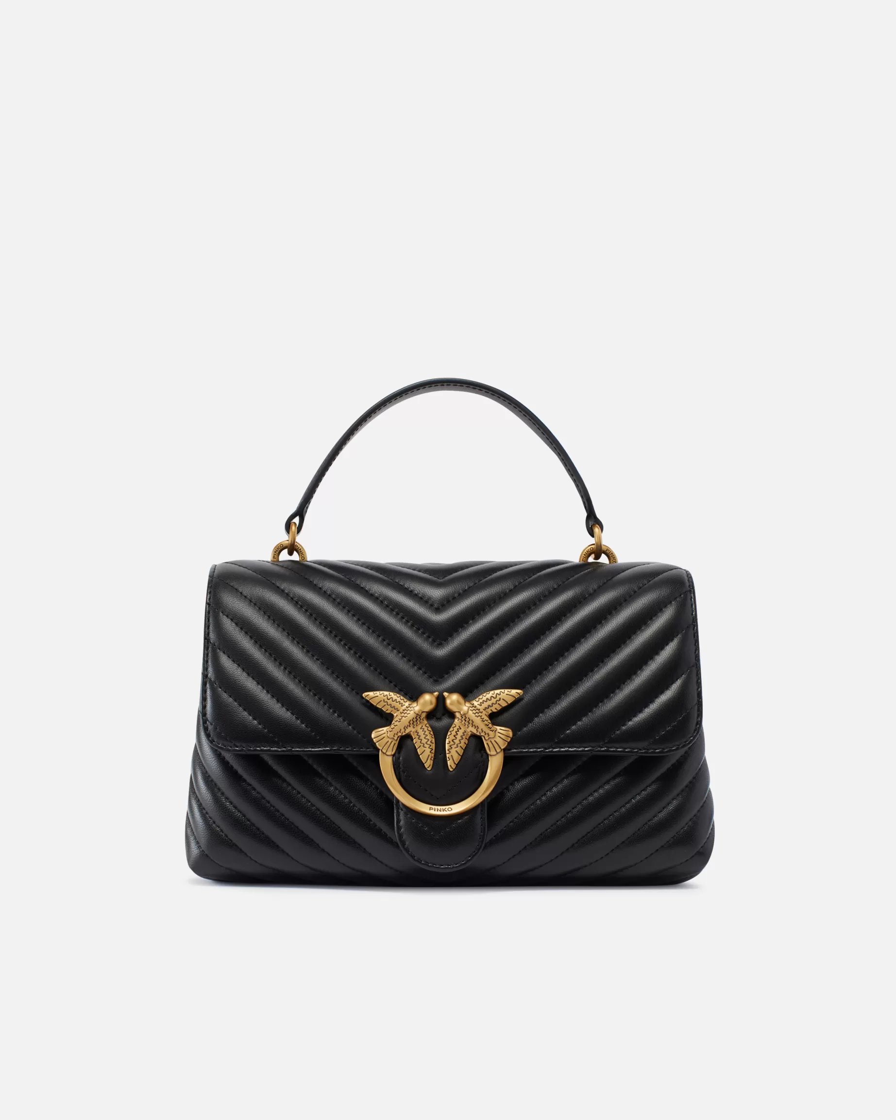 PINKO Torebki Przewieszane Przez Ramię | Torebki Na Ramię | Classic Lady Love Bag Puff Chevron CZARNY-ANTIQUEGOLD