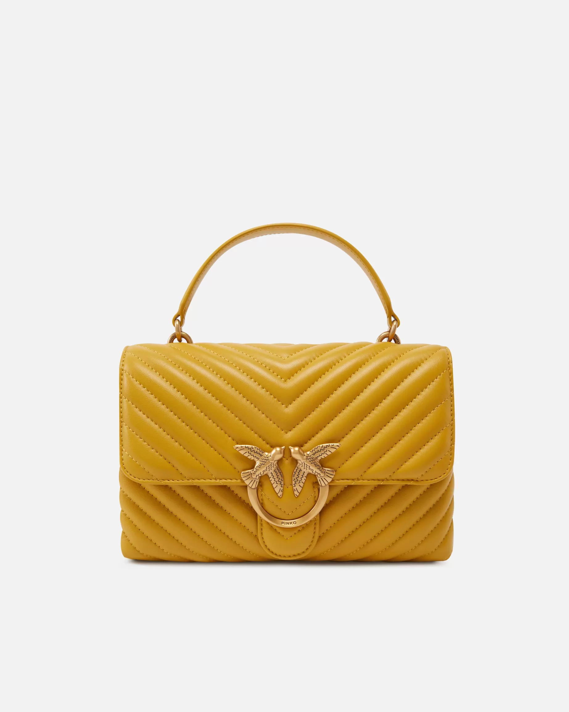 PINKO Nowości | Torebki Przewieszane Przez Ramię | Classic Lady Love Bag Puff Chevron CHIŃSKAŻÓŁĆ-STAREZŁOTO