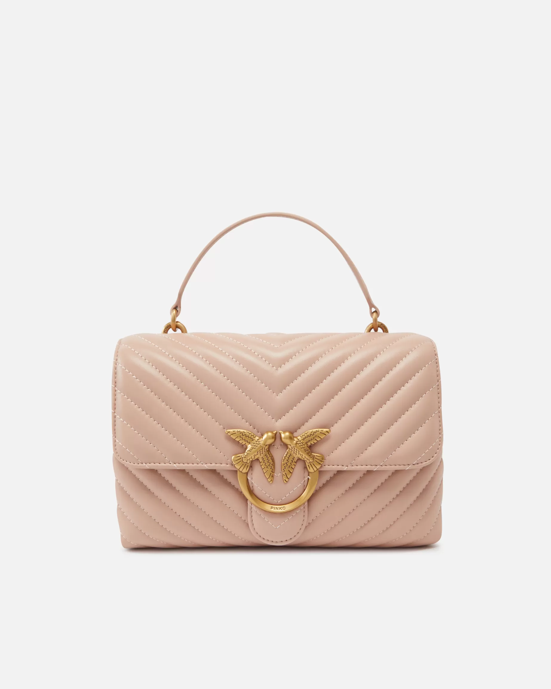 PINKO Torebki Przewieszane Przez Ramię | Torebki Do Ręki | Classic Lady Love Bag Puff Chevron RÓŻOWY/RÓŻANYPYŁ-ANTIQUEGOLD