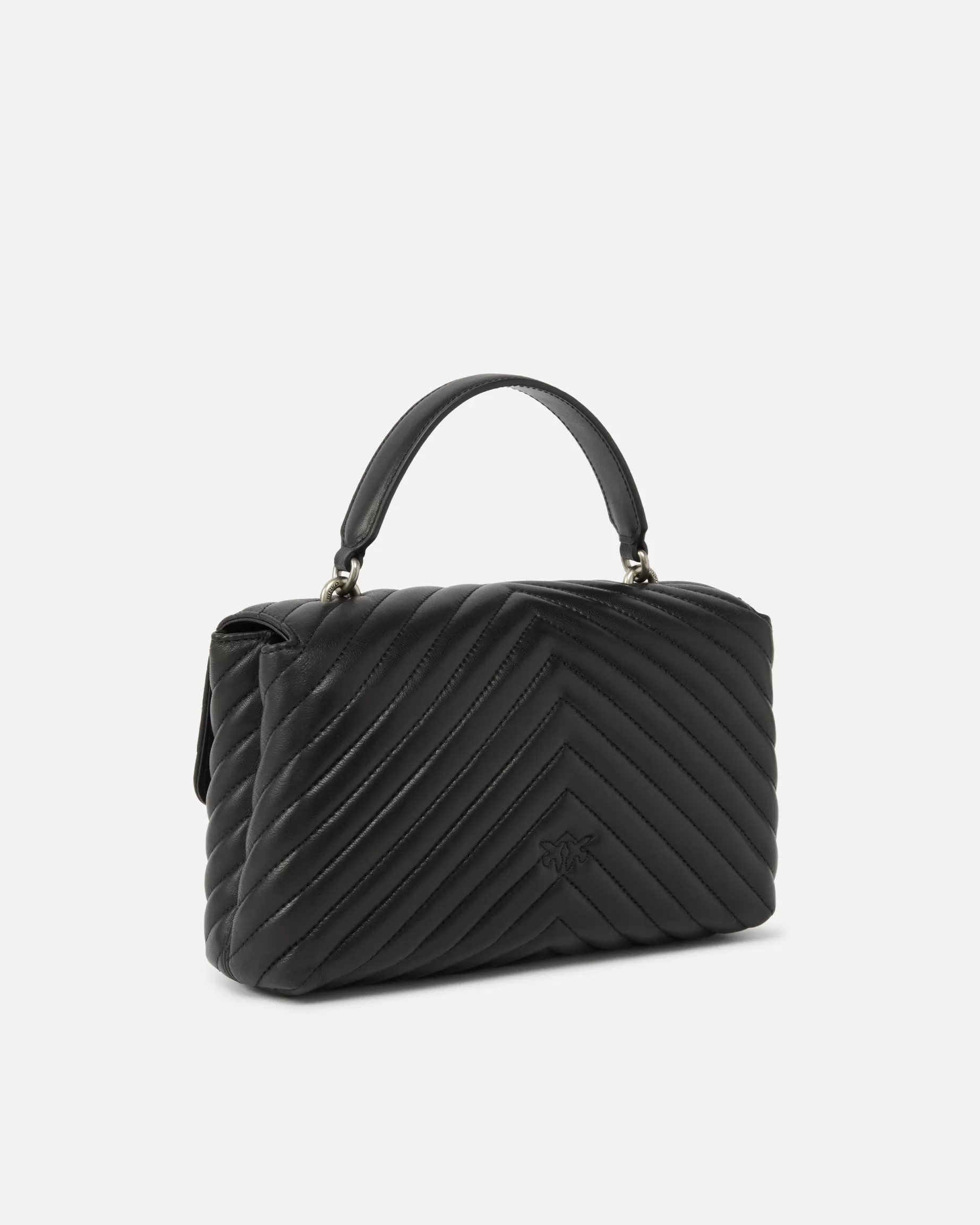 PINKO Torebki Przewieszane Przez Ramię | Torebki Do Ręki | Classic Lady Love Bag Puff Chevron CZARNY-OLDSILVER