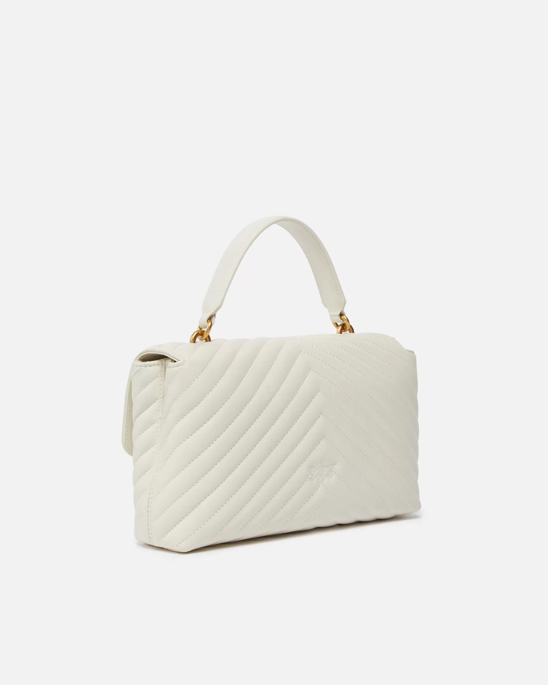 PINKO Torebki Przewieszane Przez Ramię | Torebki Na Ramię | Classic Lady Love Bag Puff Chevron BIAŁY+BIAŁY-ANTIQUEGOLD