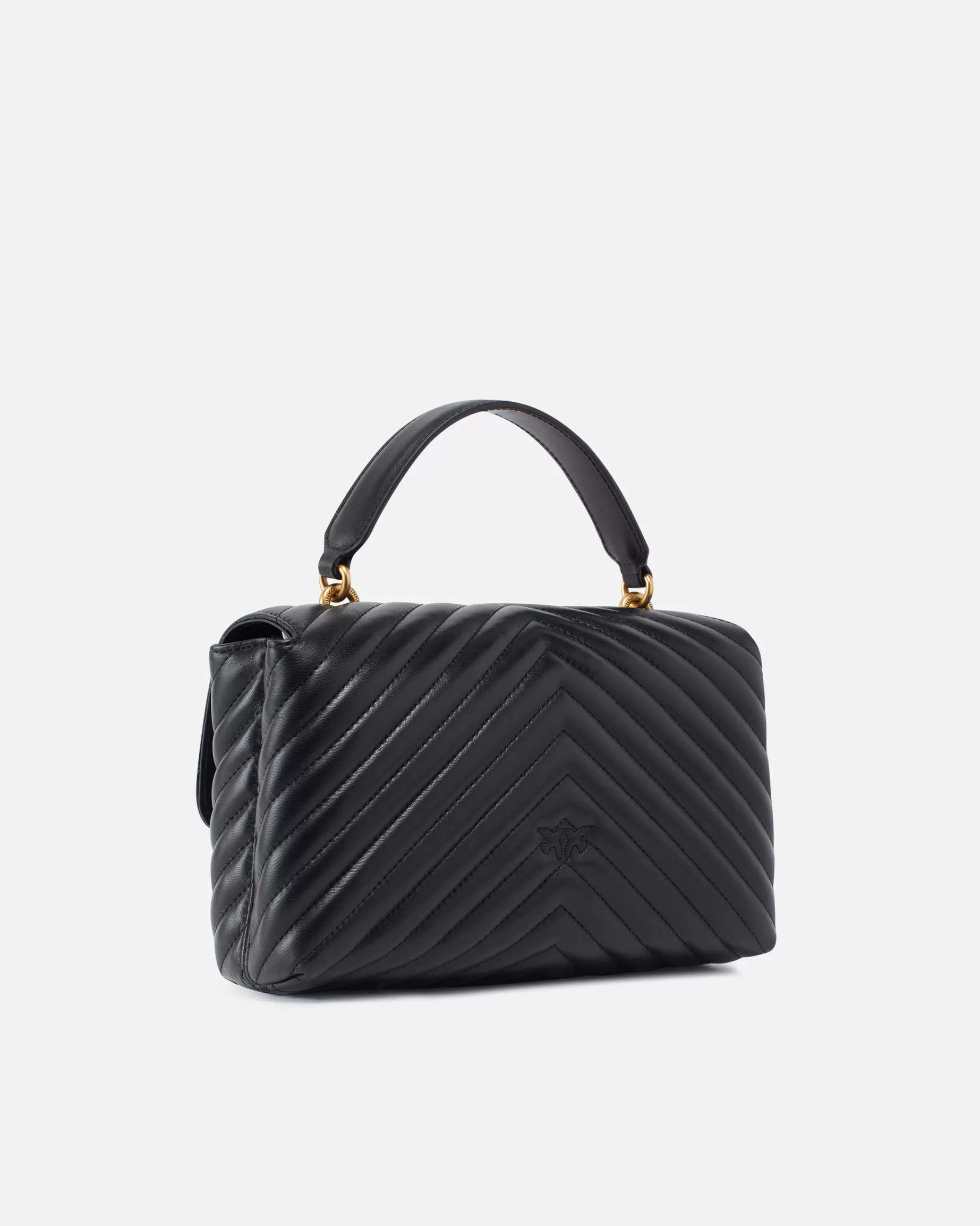 PINKO Torebki Przewieszane Przez Ramię | Torebki Na Ramię | Classic Lady Love Bag Puff Chevron CZARNY-ANTIQUEGOLD