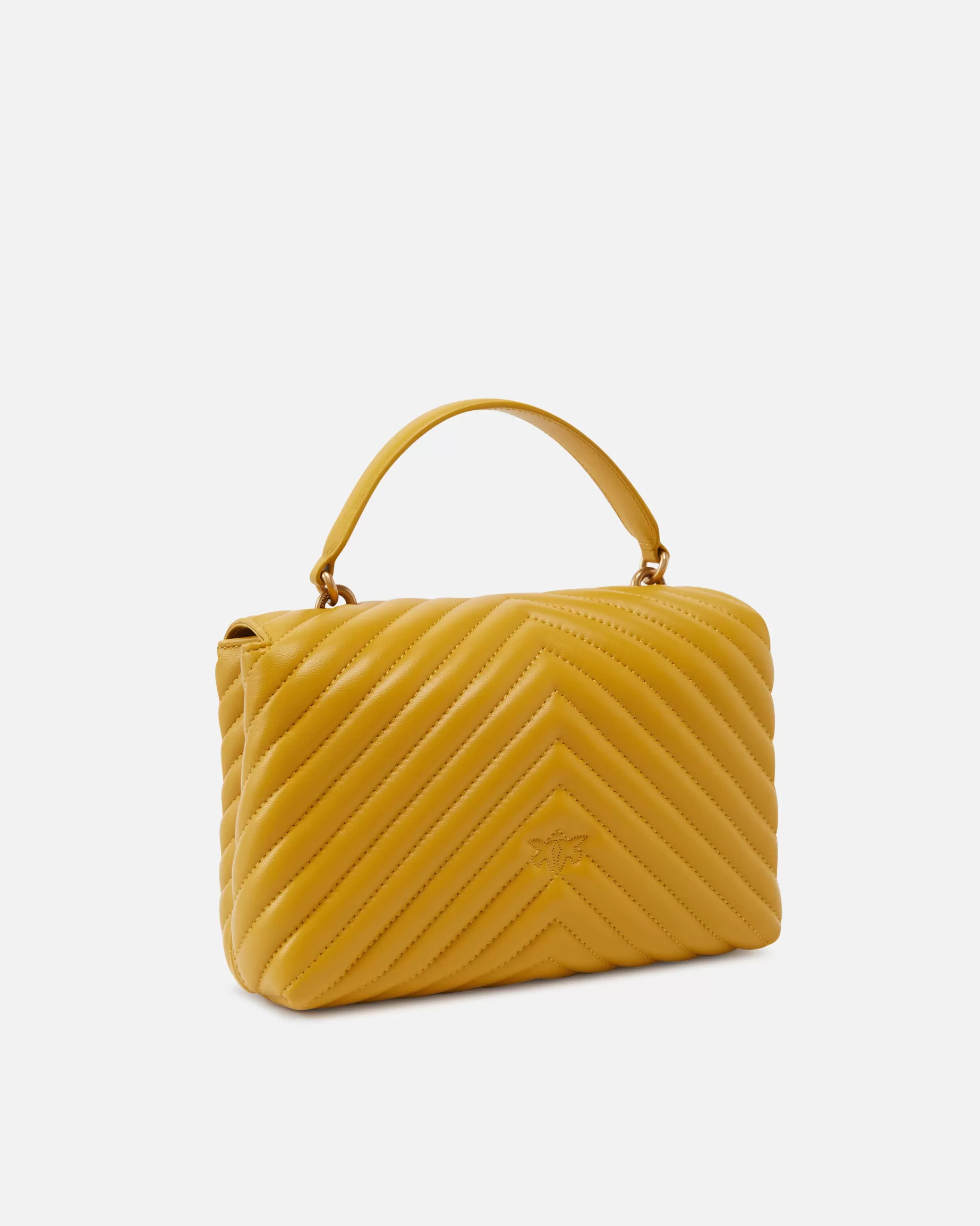 PINKO Nowości | Torebki Przewieszane Przez Ramię | Classic Lady Love Bag Puff Chevron CHIŃSKAŻÓŁĆ-STAREZŁOTO