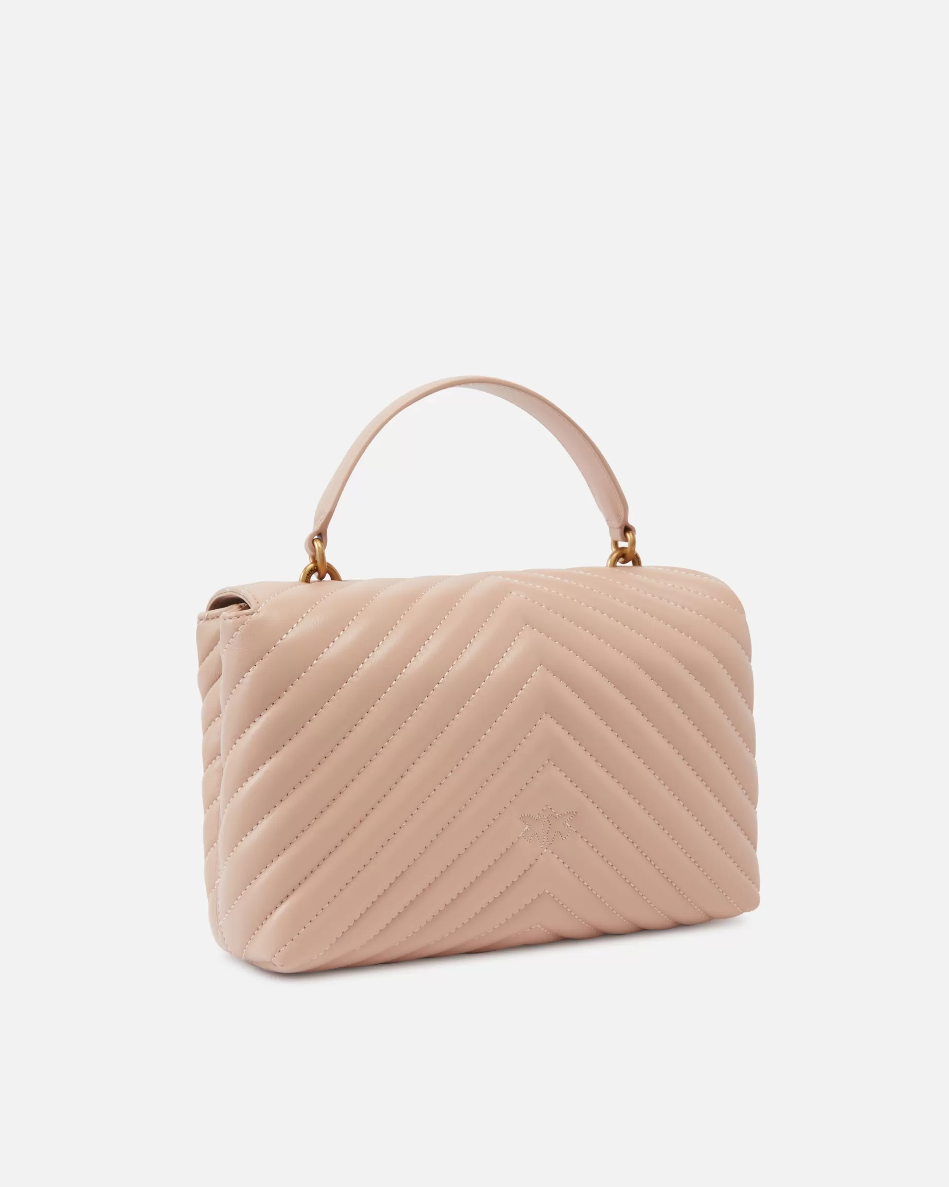 PINKO Torebki Przewieszane Przez Ramię | Torebki Do Ręki | Classic Lady Love Bag Puff Chevron RÓŻOWY/RÓŻANYPYŁ-ANTIQUEGOLD