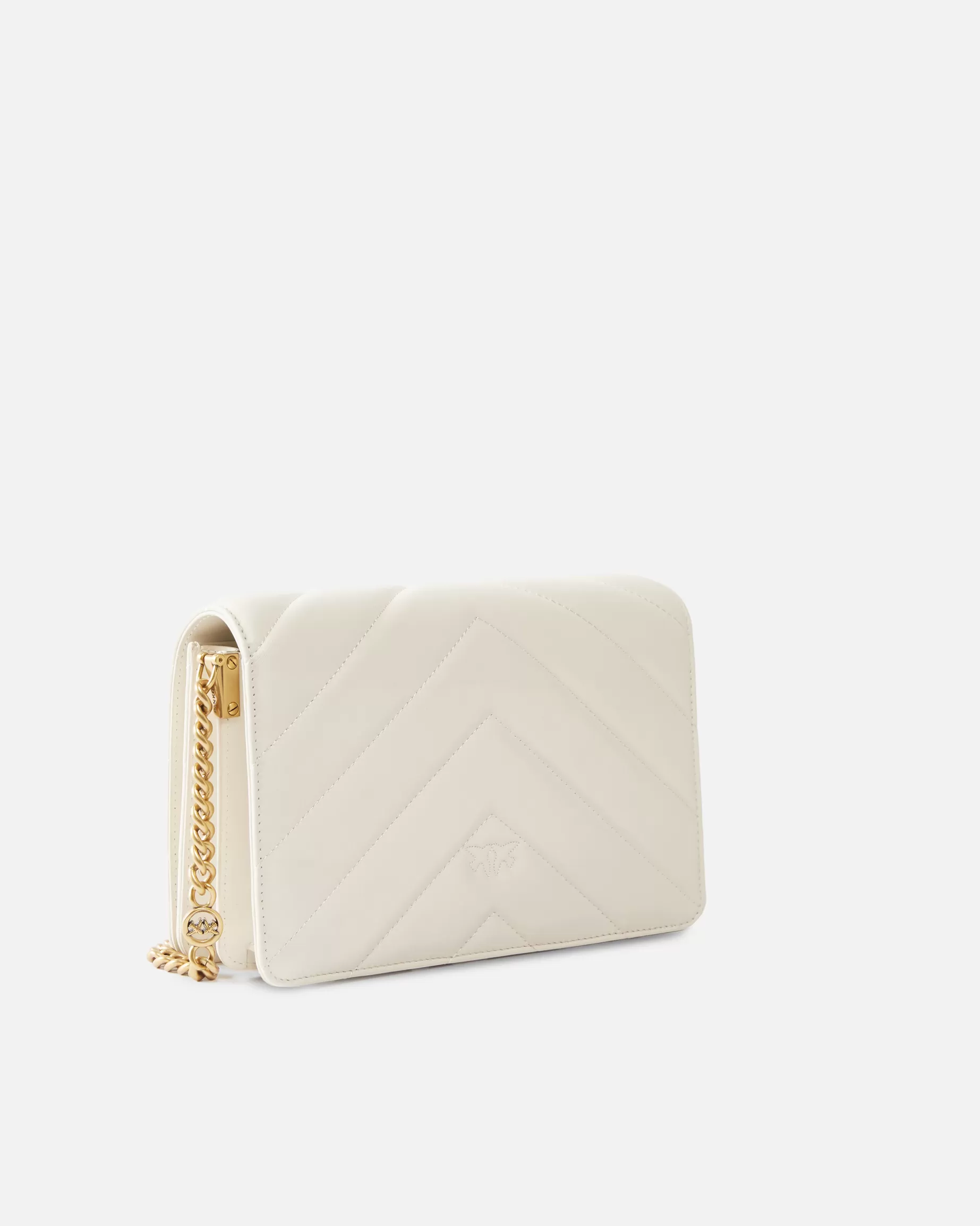 PINKO Nowości | Torebki Przewieszane Przez Ramię | Classic Love Bag Click Big Chevron BIAŁY+BIAŁY-ANTIQUEGOLD