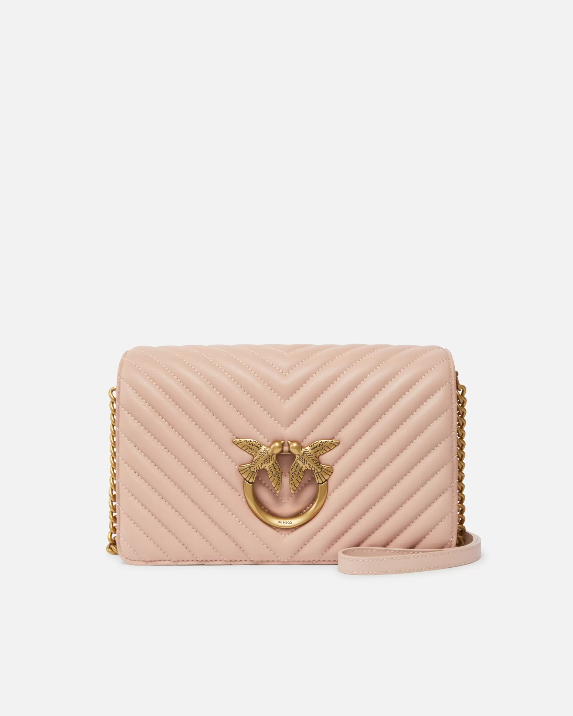 PINKO Torebki Przewieszane Przez Ramię | Love Bag Click | Classic Love Bag Click Chevron RÓŻOWY/RÓŻANYPYŁ-ANTIQUEGOLD