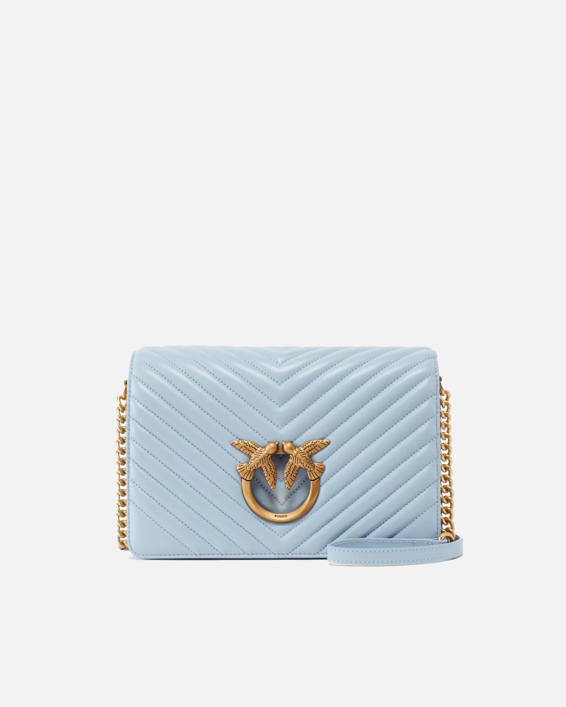 PINKO Torebki Przewieszane Przez Ramię | Love Bag Click | Classic Love Bag Click Chevron LIGHTBLUE-ANTIQUEGOLD