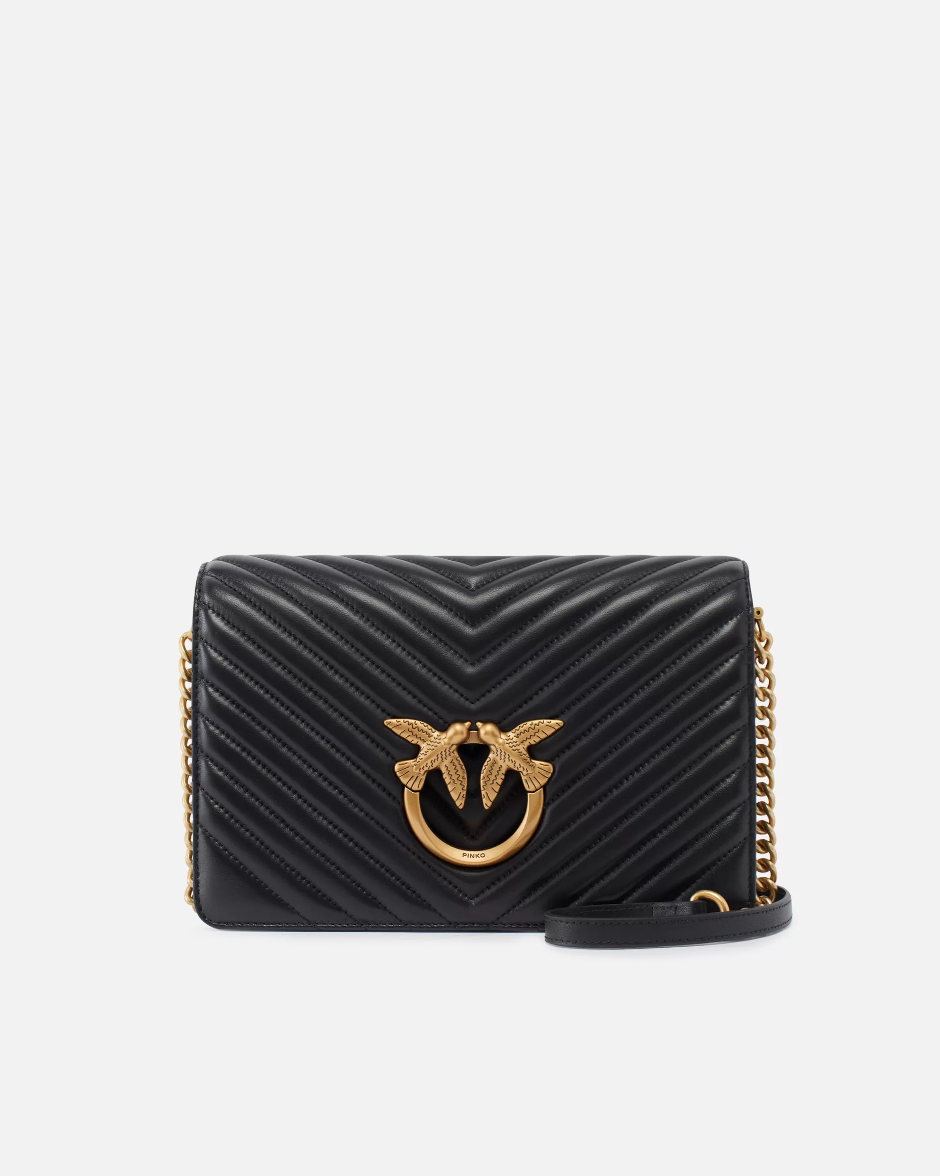 PINKO Torebki Przewieszane Przez Ramię | Love Bag Click | Classic Love Bag Click Chevron CZARNY-ANTIQUEGOLD