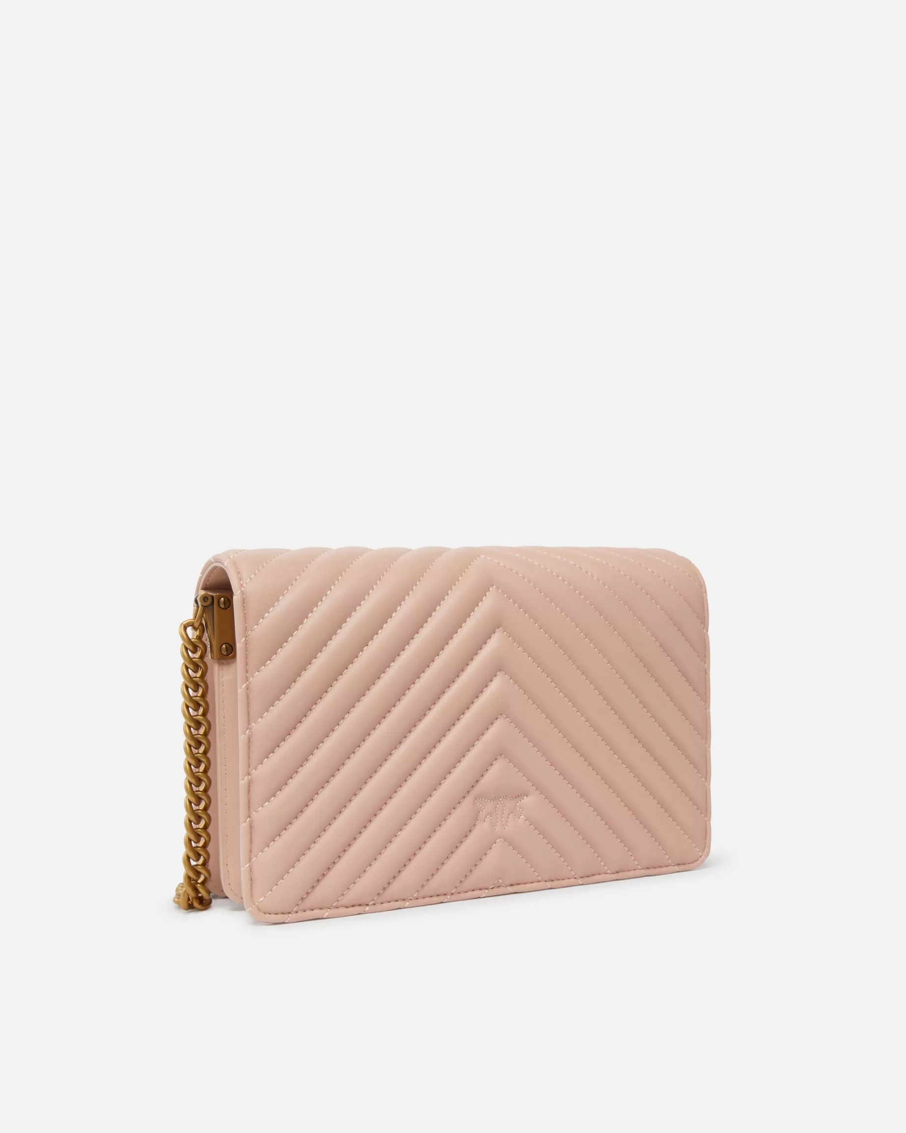 PINKO Torebki Przewieszane Przez Ramię | Love Bag Click | Classic Love Bag Click Chevron RÓŻOWY/RÓŻANYPYŁ-ANTIQUEGOLD