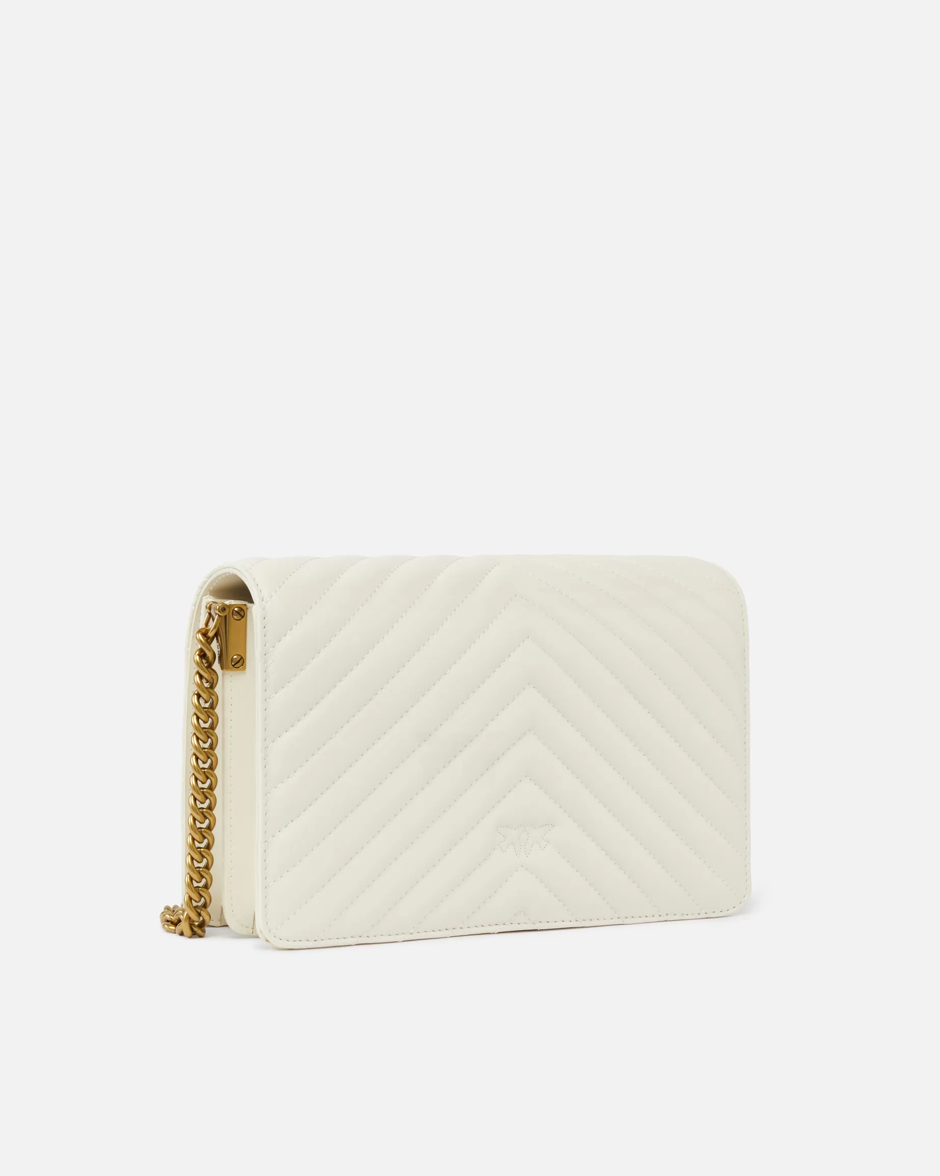 PINKO Torebki Przewieszane Przez Ramię | Love Bag Click | Classic Love Bag Click Chevron BIAŁY+BIAŁY-ANTIQUEGOLD