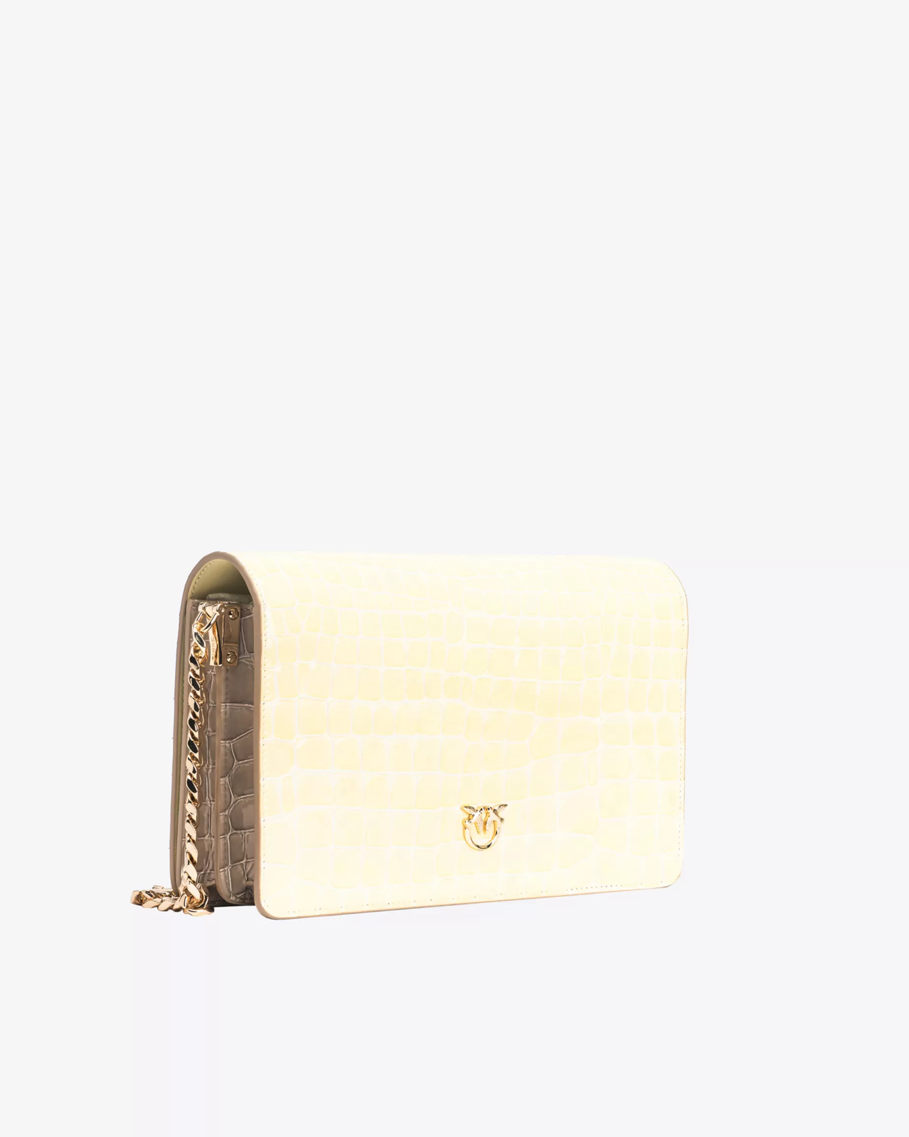 PINKO Love Bag Click | Limited Edition | Classic Love Bag Click dwukolorowy krokodyl z połyskiem Galleria SIANO-JASNEZŁOTO