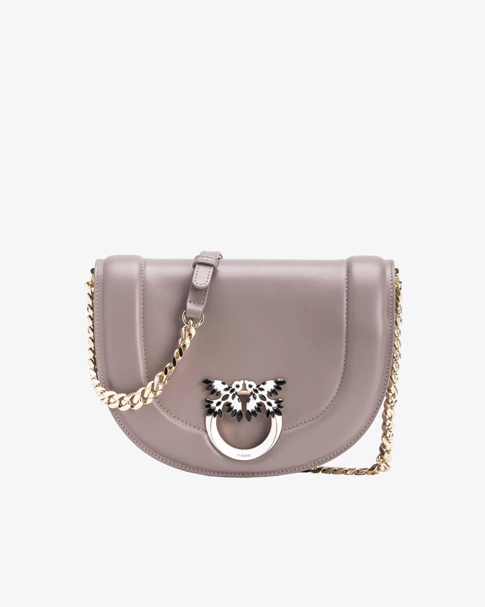 PINKO Limited Edition | Classic Love Bag Click Round z biżuteryjną klamrą Galleria BEŻOWY-ŻELAZNY-JASNEZŁOTO