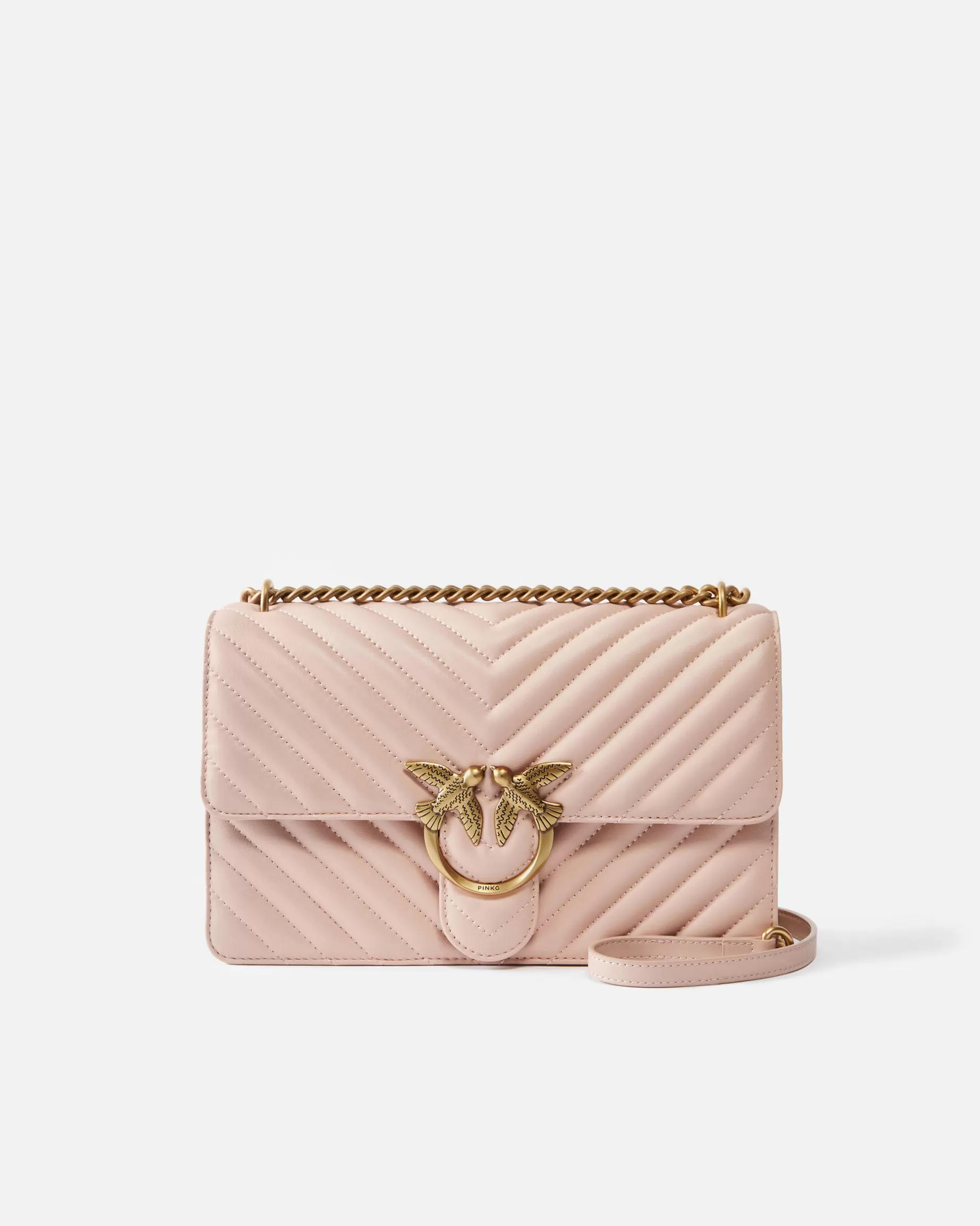 PINKO Torebki Przewieszane Przez Ramię | Torebki Na Ramię | Classic Love Bag One CHEVRON RÓŻOWY/RÓŻANYPYŁ-ANTIQUEGOLD