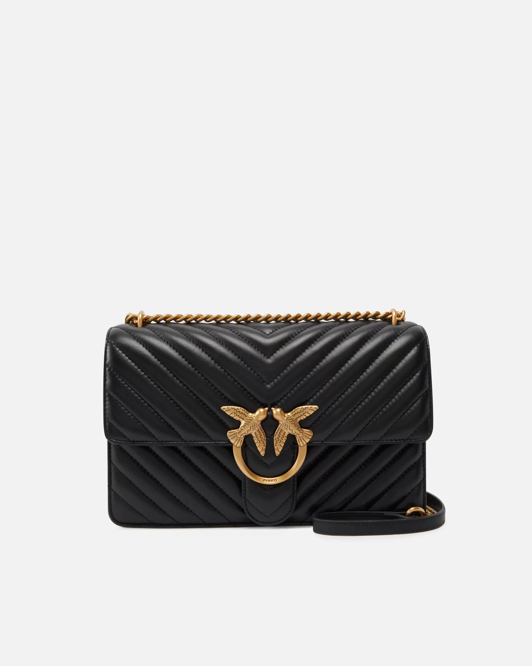 PINKO Torebki Przewieszane Przez Ramię | Torebki Na Ramię | Classic Love Bag One CHEVRON CZARNY-ANTIQUEGOLD