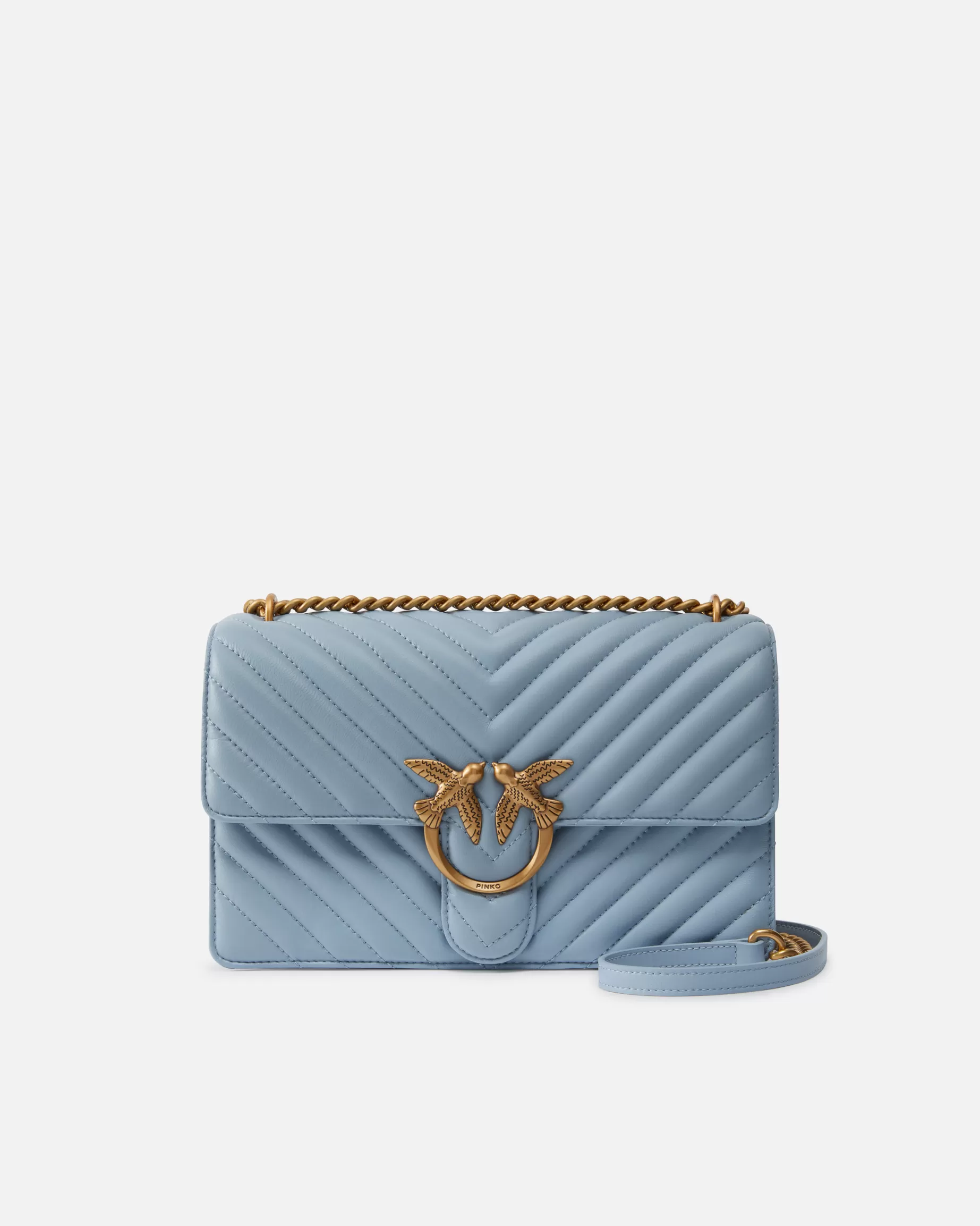 PINKO Torebki Przewieszane Przez Ramię | Torebki Na Ramię | Classic Love Bag One CHEVRON LIGHTBLUE-ANTIQUEGOLD