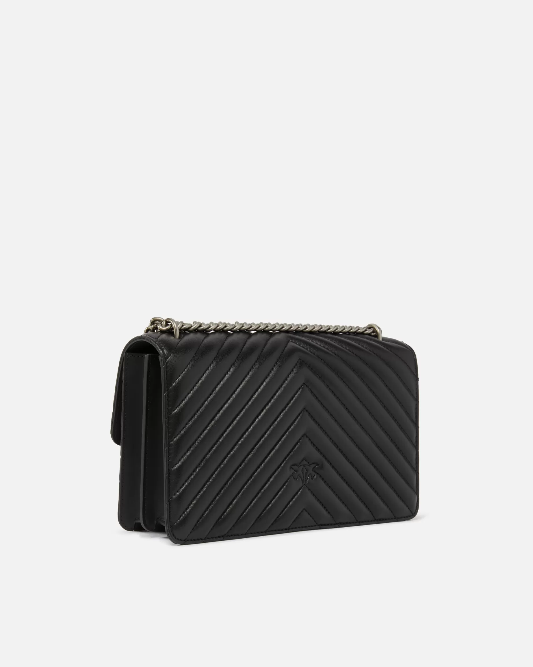 PINKO Torebki Przewieszane Przez Ramię | Love Bag Icons | Classic Love Bag One CHEVRON CZARNY-OLDSILVER