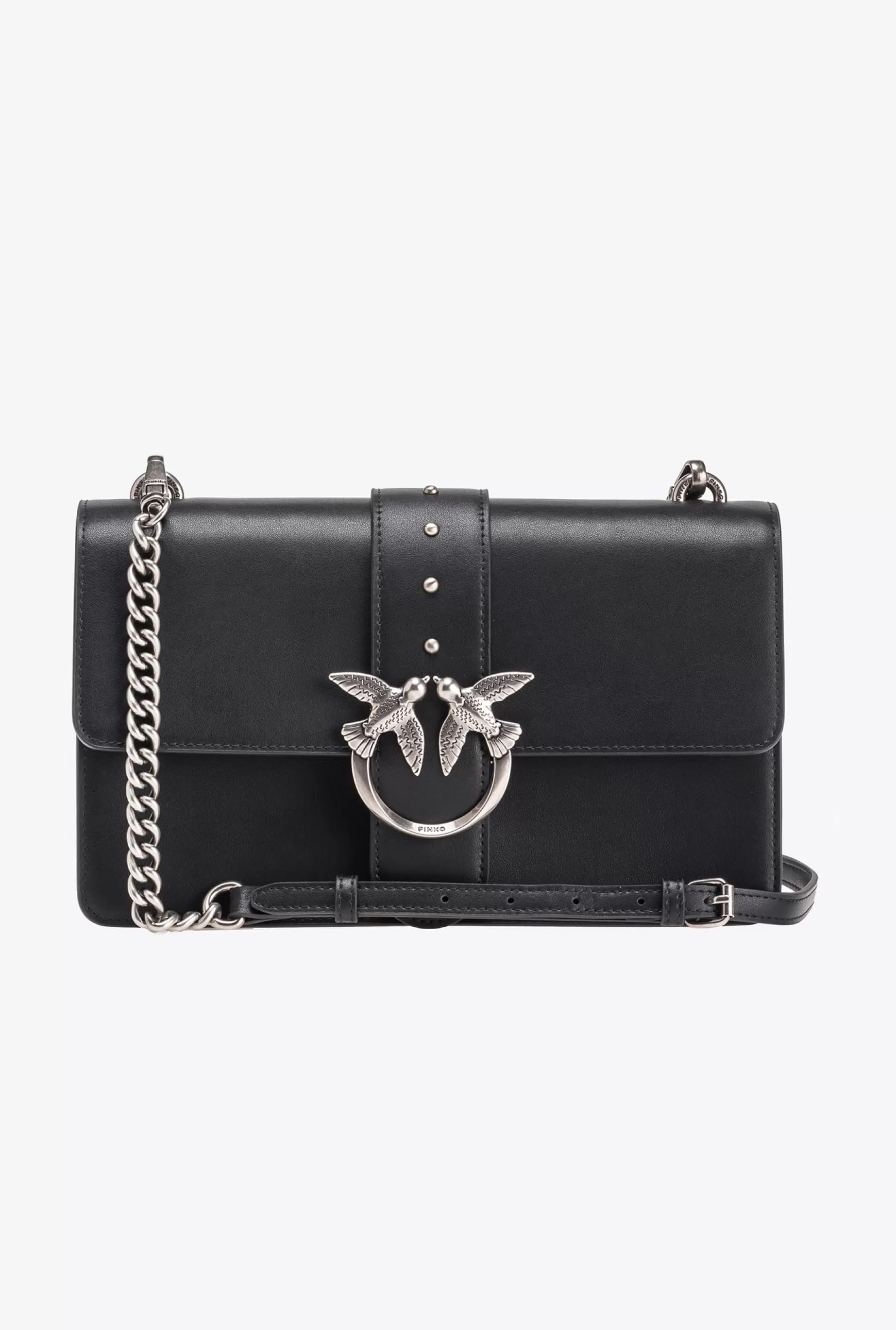 PINKO Torebki Przewieszane Przez Ramię | Love Bag Icons | Classic Love Bag One Simply CZARNY-OLDSILVER