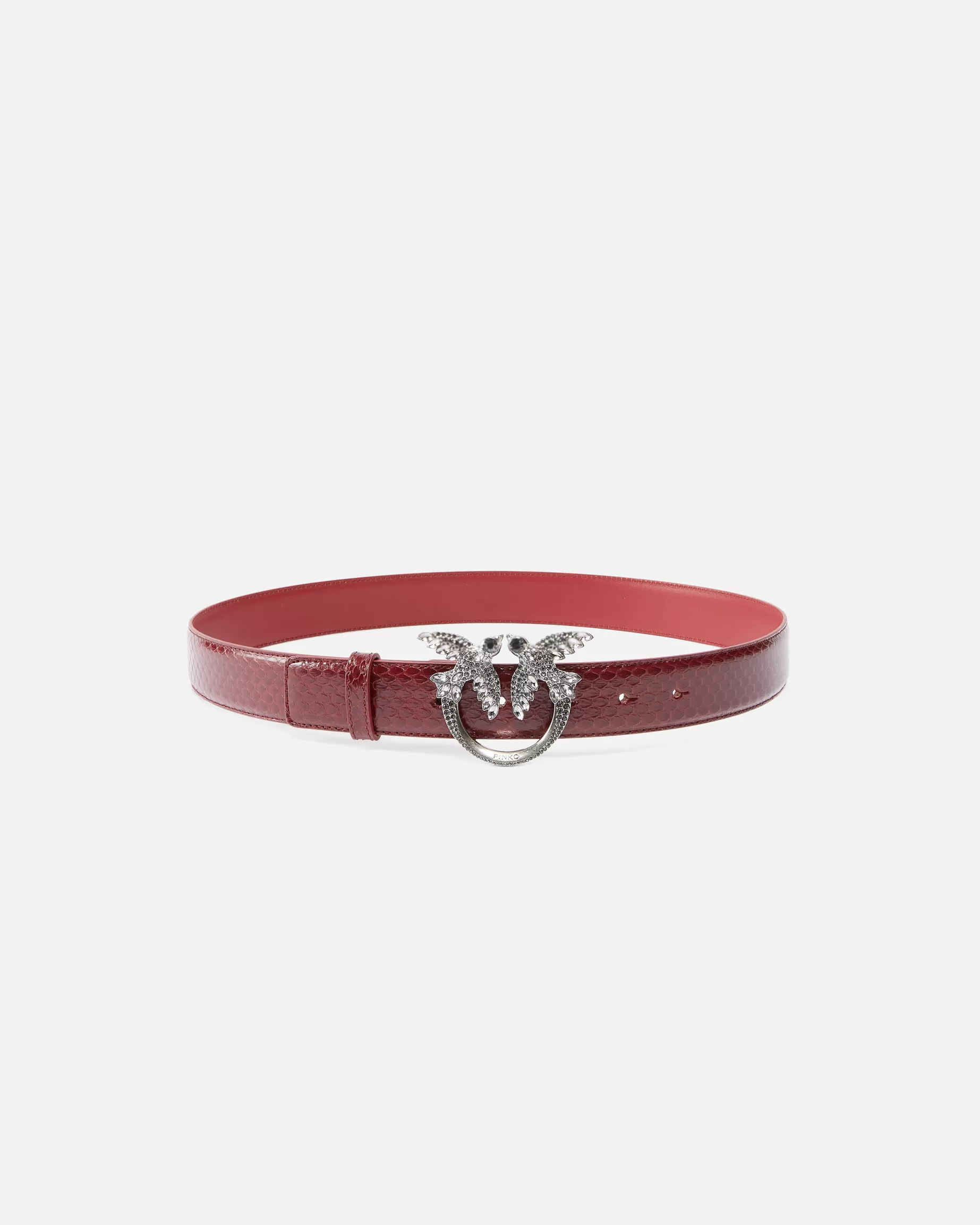 PINKO Limited Edition | Paski | 3cm glossy python leather belt Galleria. CZERWONYKORDOBAŃSKASKÓRA-STARESREBRO