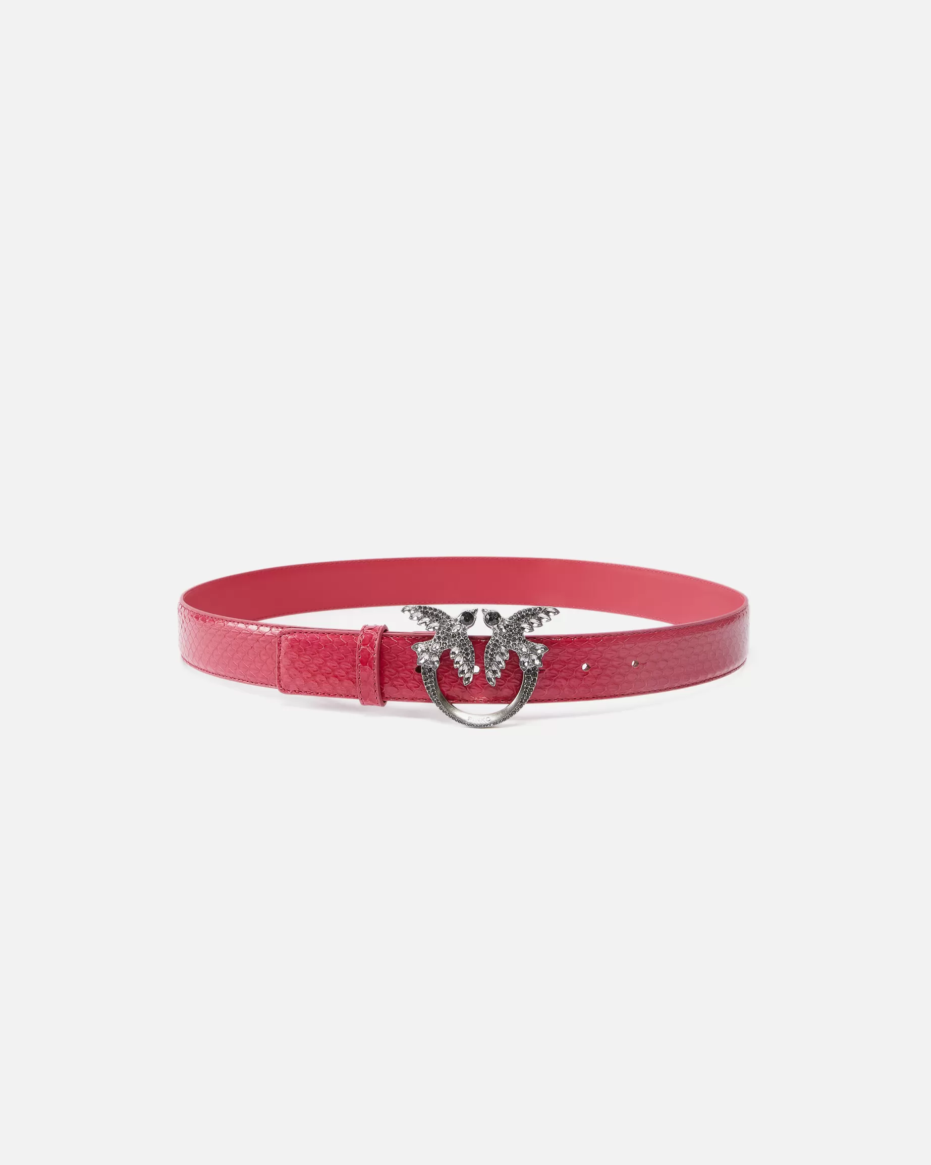 PINKO Limited Edition | Paski | 3cm glossy python leather belt Galleria. FUKSJA-KWIATKAKTUSA-STARESREBRO