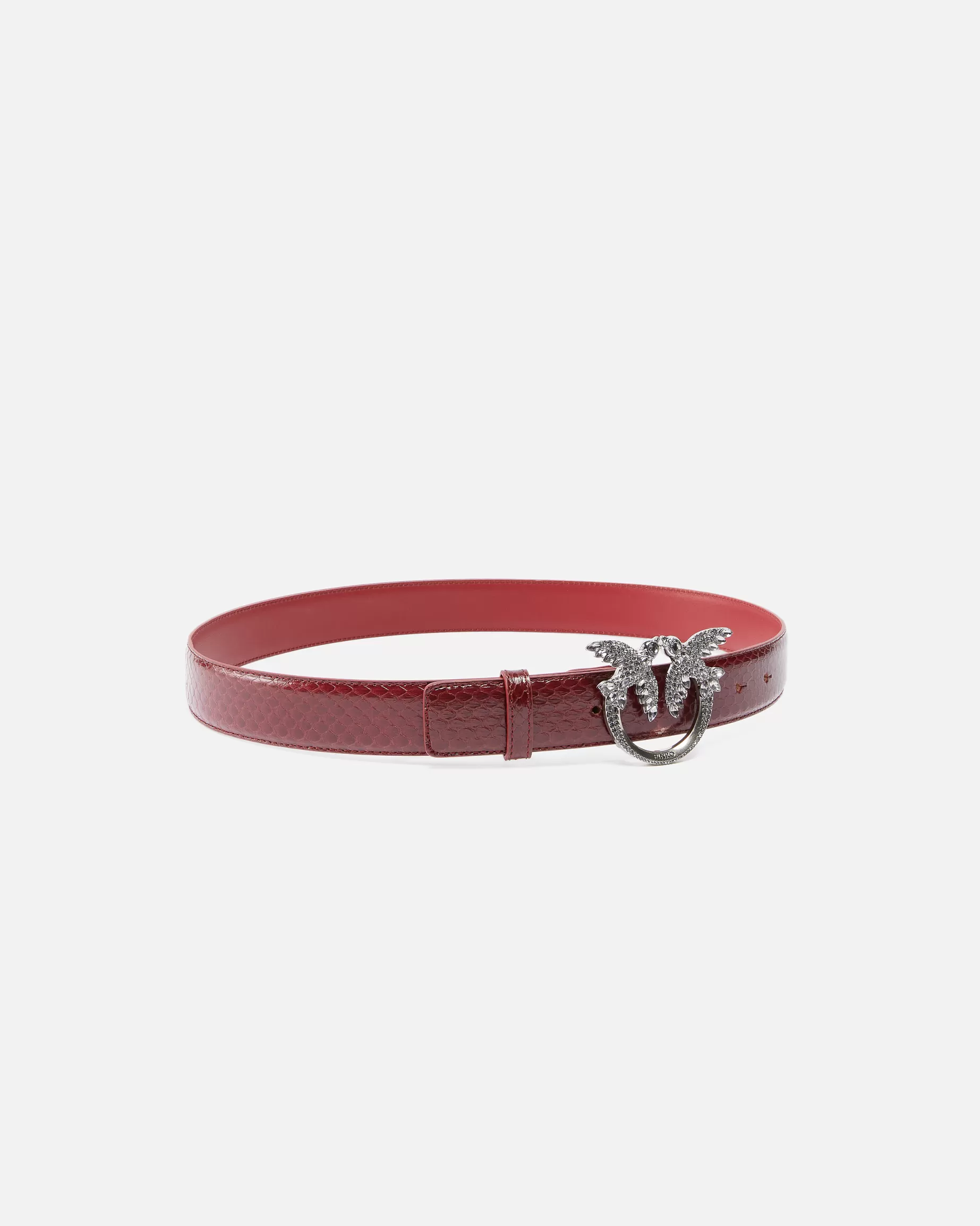 PINKO Limited Edition | Paski | 3cm glossy python leather belt Galleria. CZERWONYKORDOBAŃSKASKÓRA-STARESREBRO