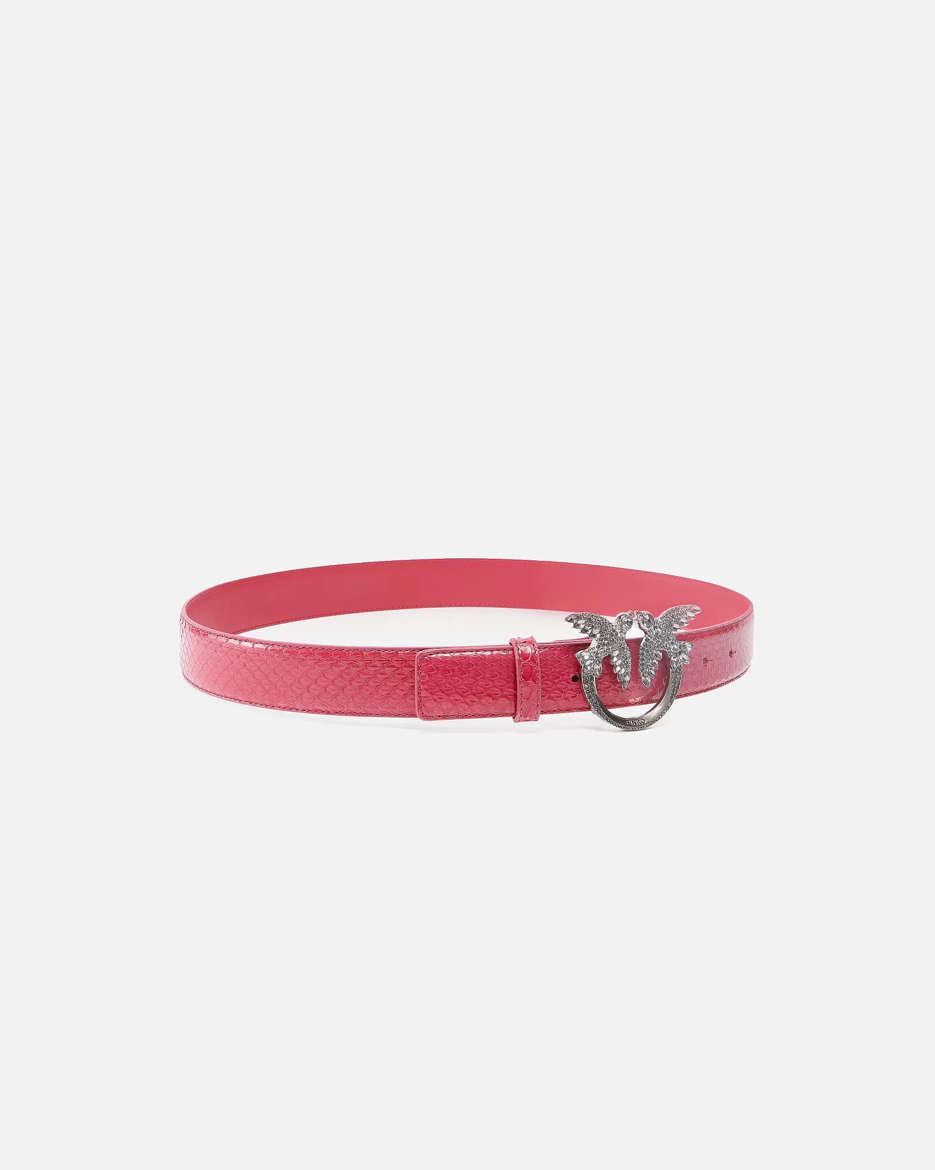 PINKO Limited Edition | Paski | 3cm glossy python leather belt Galleria. FUKSJA-KWIATKAKTUSA-STARESREBRO