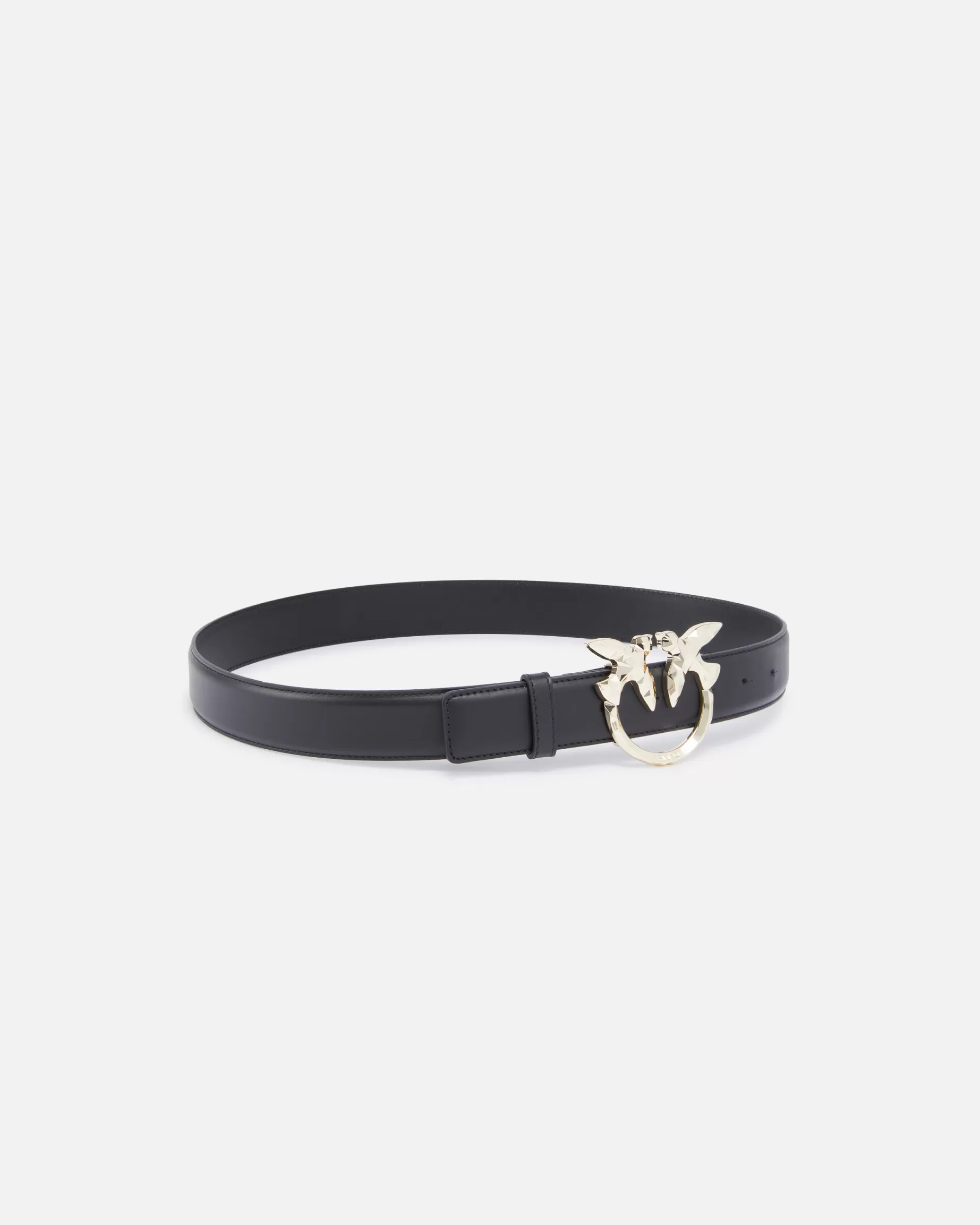 PINKO Limited Edition | Paski | 3cm leather belt with bird buckle Galleria. CZARNY-LIGHTGOLD