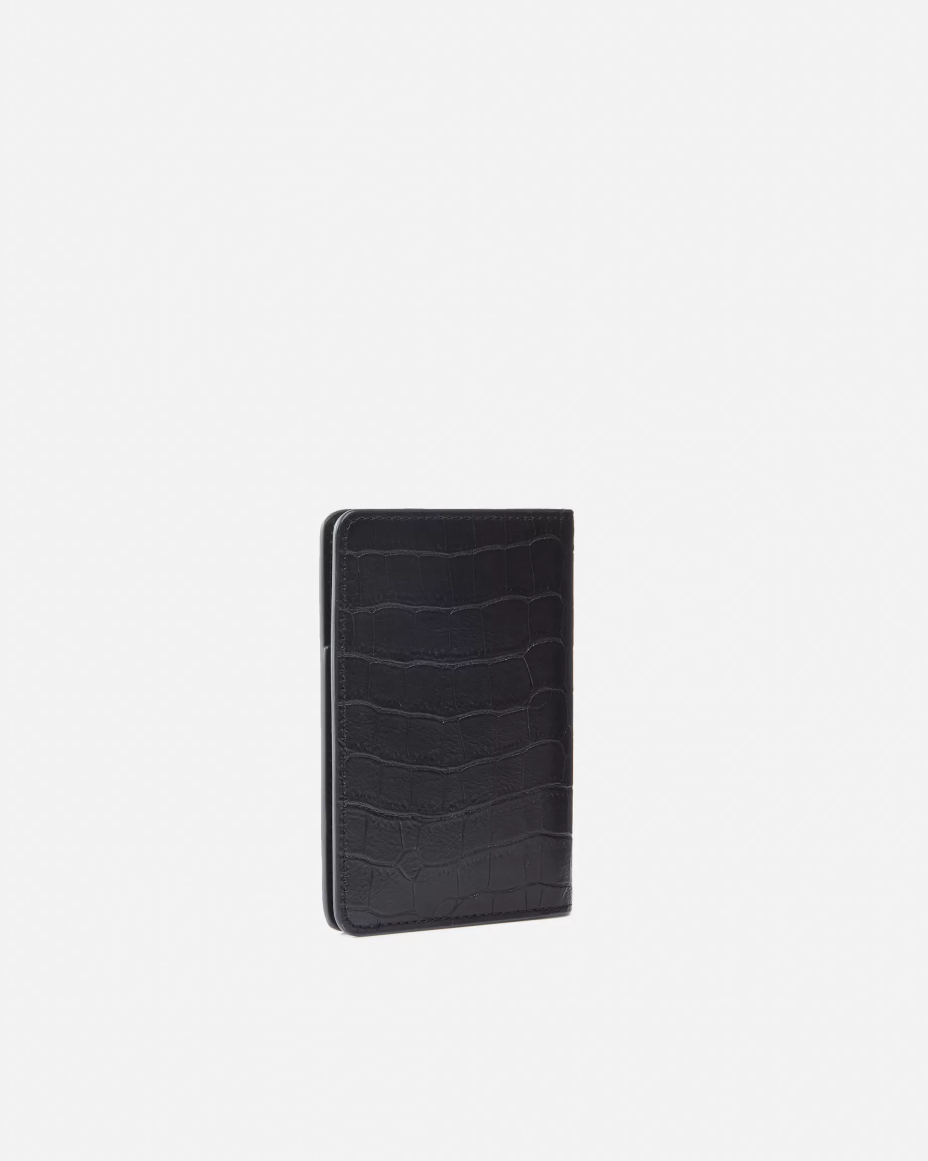 PINKO Limited Edition | Galanteria Skórzana | Crocodile print leather passport holder Galleria. CZARNY-LIGHTGOLD