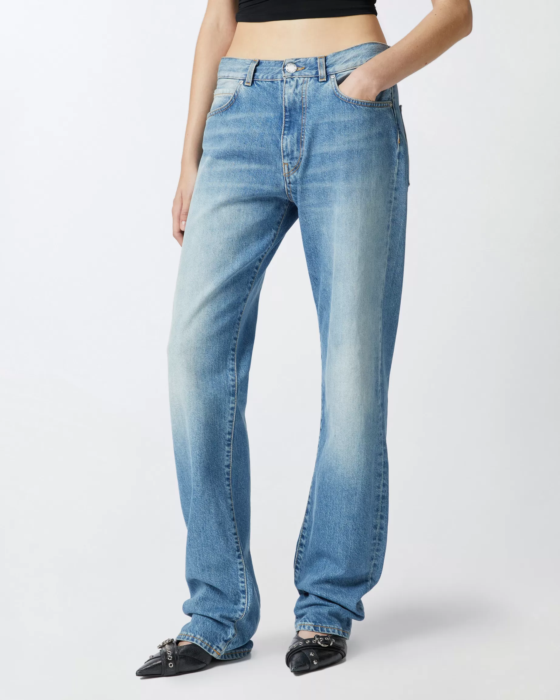 PINKO Fason Regularny | Dżinsy loose-fit z błękitnego denimu vintage ODCIEŃVINTAGEŚREDNI/JASNY