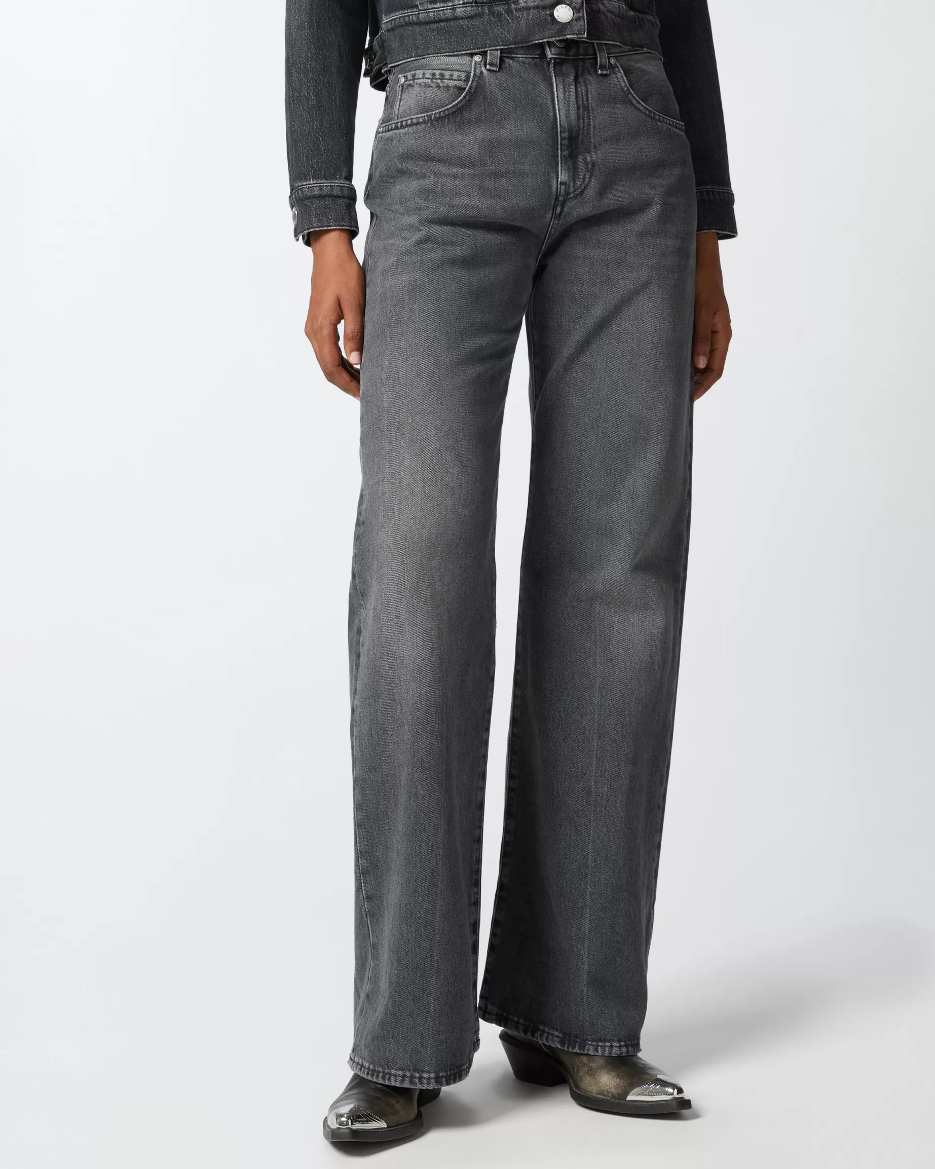 PINKO Wide Leg | Dżinsy wide leg szary denim vintage SPRANYSZARYVINTAGECIEMNY