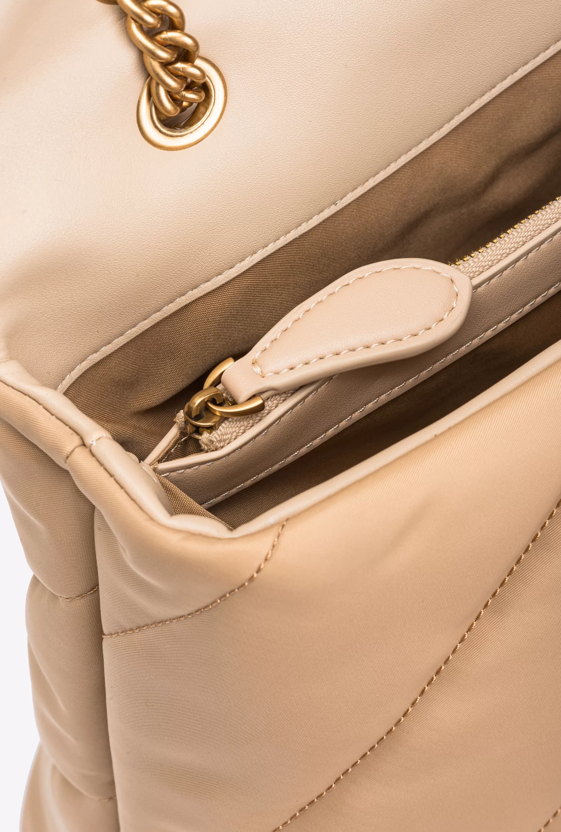 PINKO Nowości | Torebki Przewieszane Przez Ramię | Duża pikowana torebka Love Bag z tkaniny z recyklingu BEŻOWY-DYMNYSZARY-STAREZŁOTO