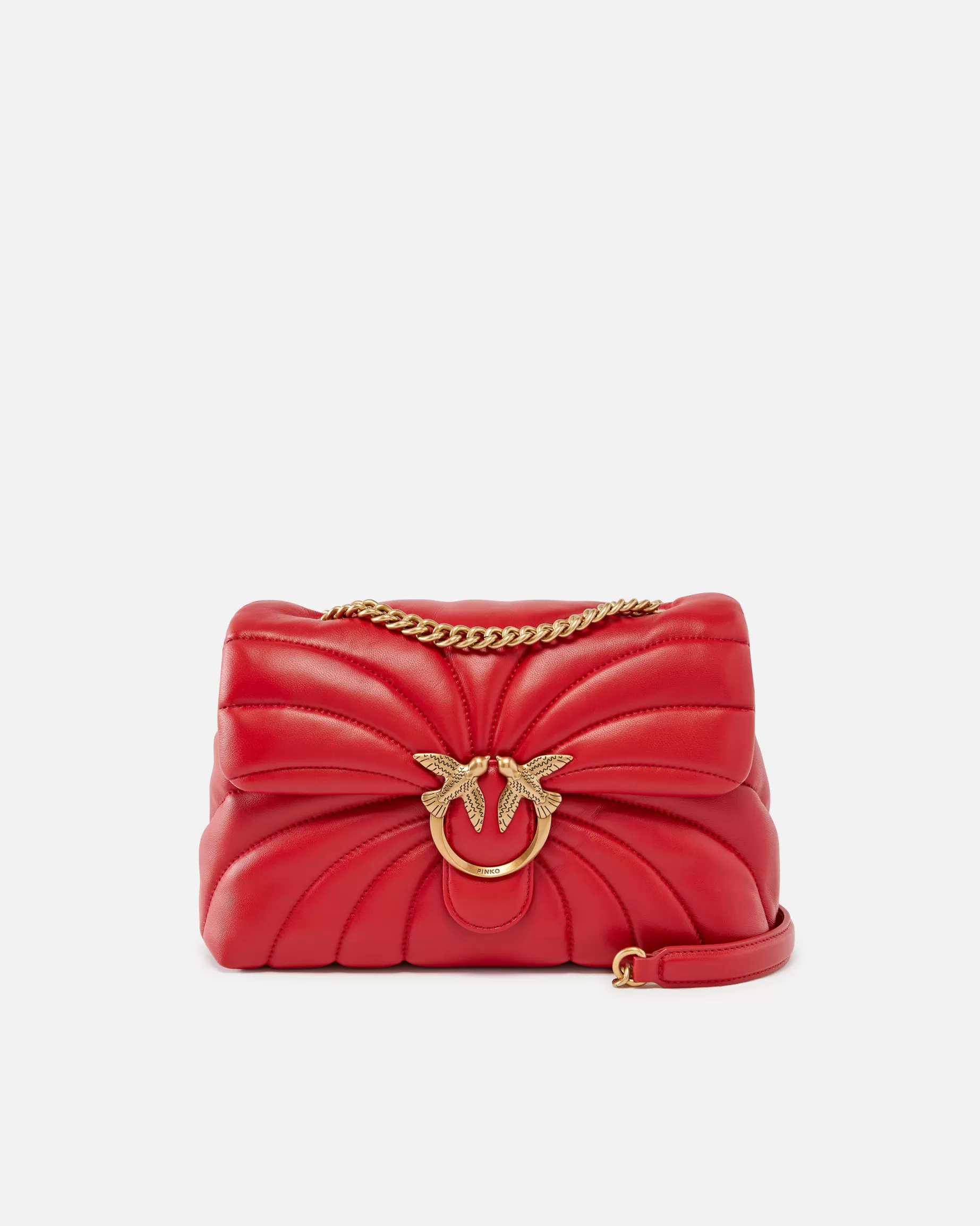 PINKO Nowości | Torebki Przewieszane Przez Ramię | Duża torebka na pasku Love Bag Puff pikowana z wzorem motyla CZERWONY-STAREZŁOTO