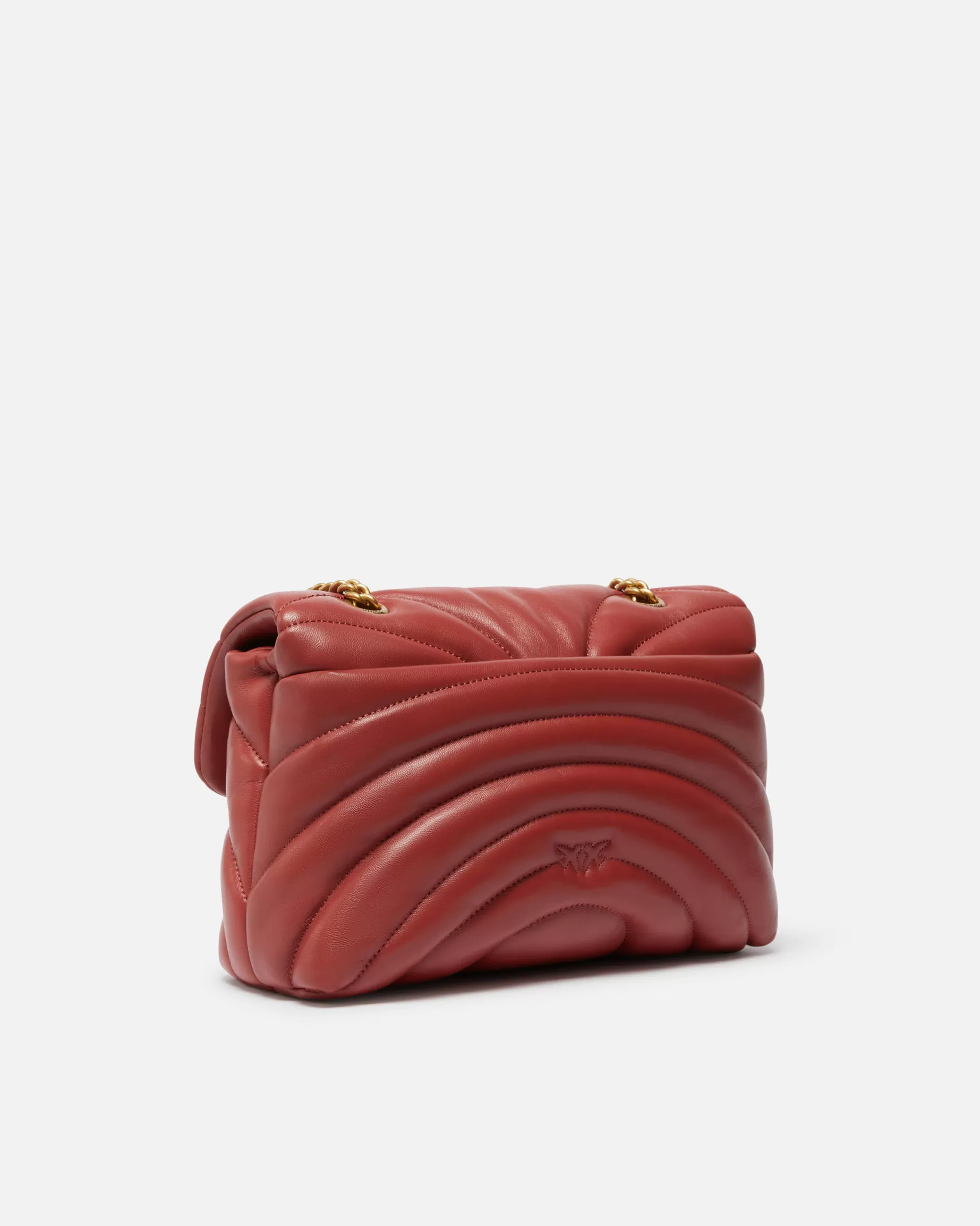 PINKO Torebki Przewieszane Przez Ramię | Torebki Na Ramię | Duża torebka na pasku Love Bag Puff pikowana z wzorem motyla CZERWONAOCHRA-STAREZŁOTO