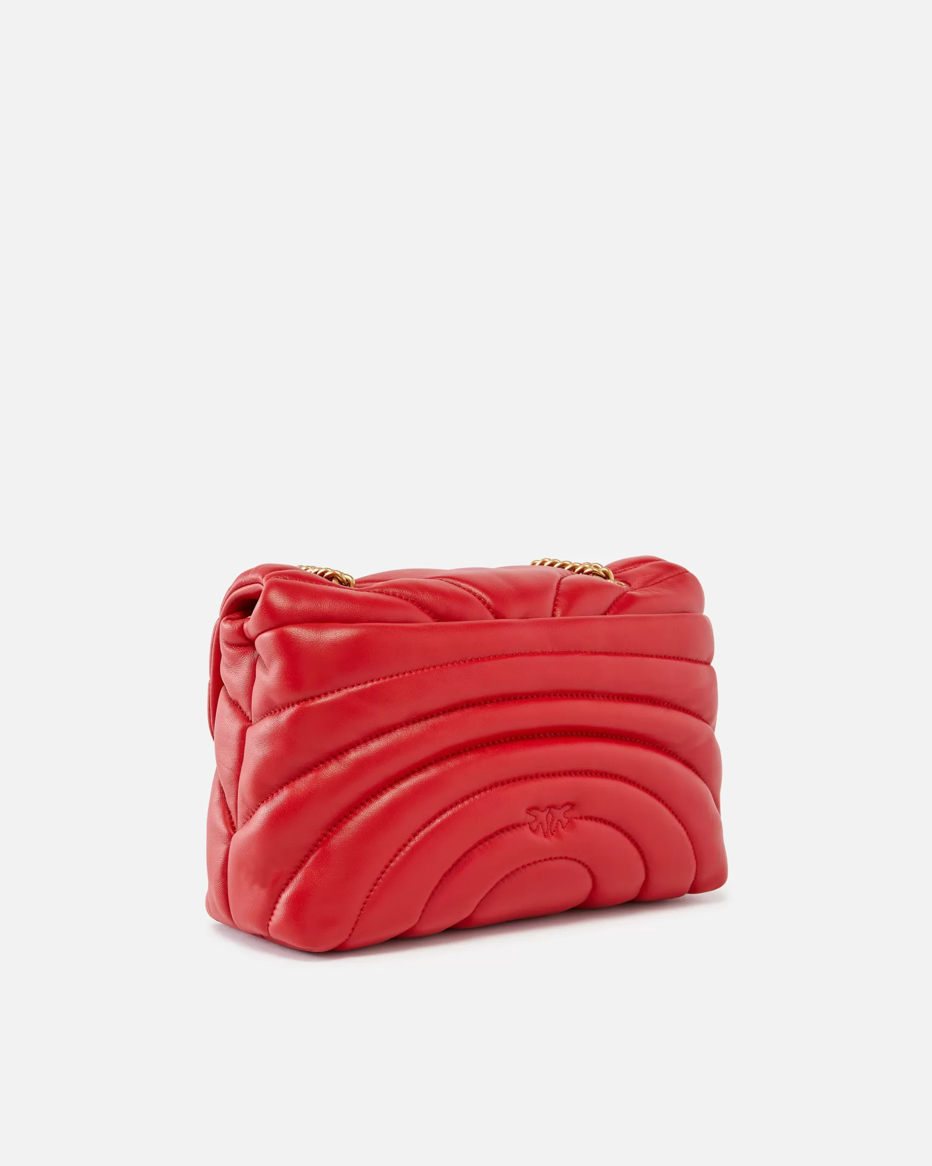 PINKO Nowości | Torebki Przewieszane Przez Ramię | Duża torebka na pasku Love Bag Puff pikowana z wzorem motyla CZERWONY-STAREZŁOTO