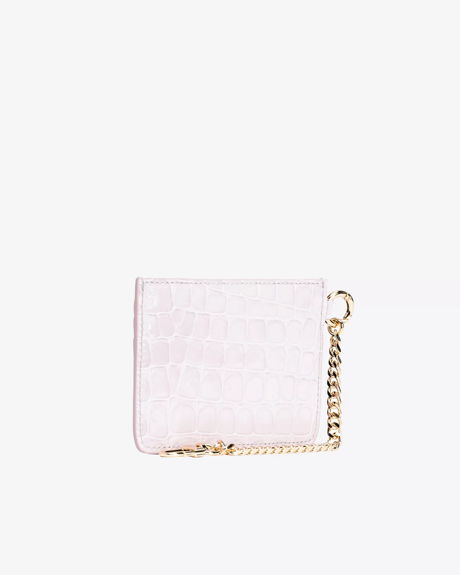PINKO Limited Edition | Etui na karty krokodyl z połyskiem z łańcuszkiem Galleria LILIOWY-JASNEZŁOTO