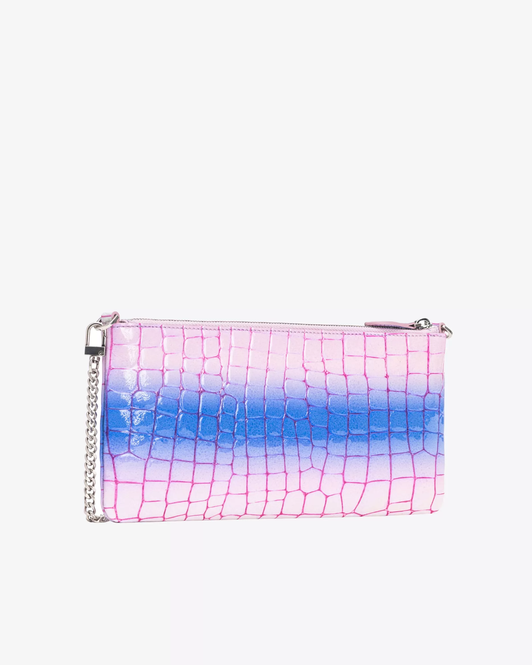 PINKO Limited Edition | Horizontal flat bag cieniowany krokodyl z połyskiem Galleria LILIOWY/FIOLETOWY-STARESREBRO