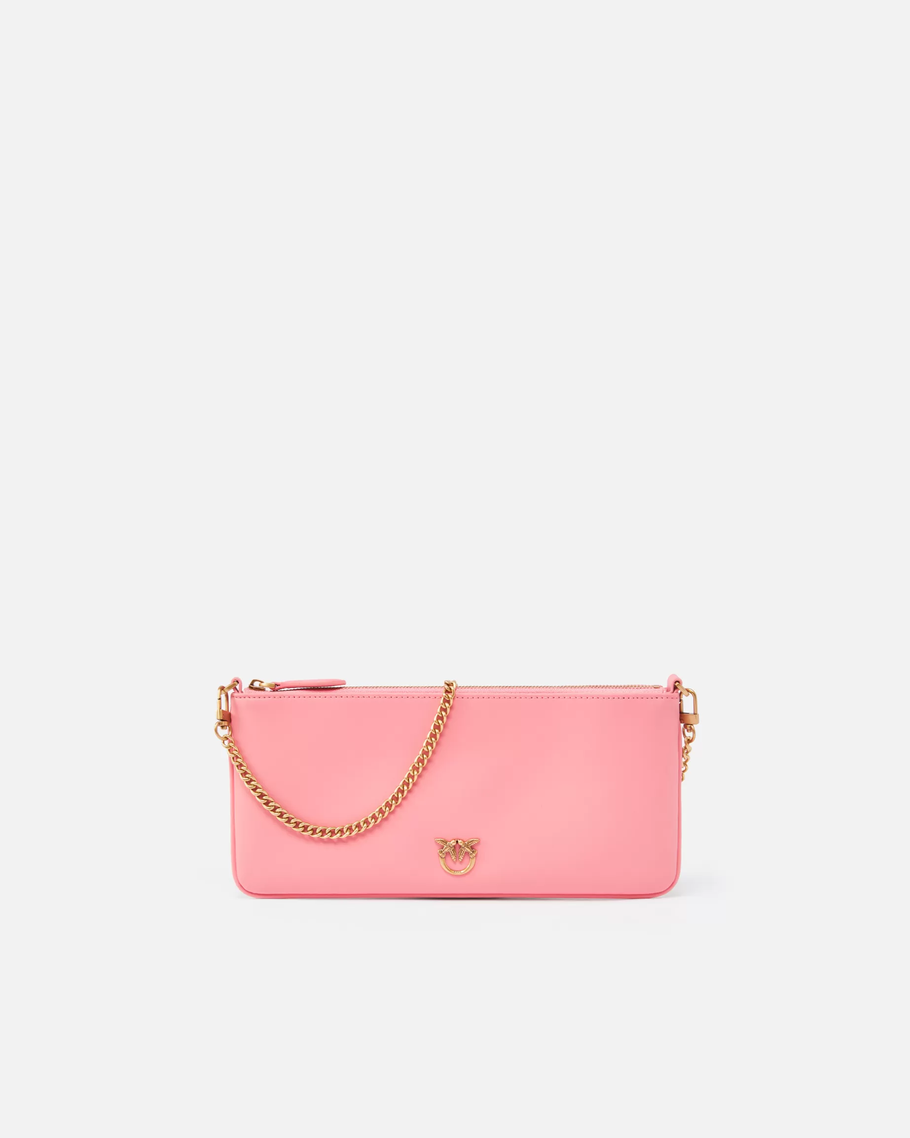 PINKO Torebki Na Ramię | Mini Bags | Horizontal Flat Bag ze skóry KWIATBRZOSKWINI-STAREZŁOTO