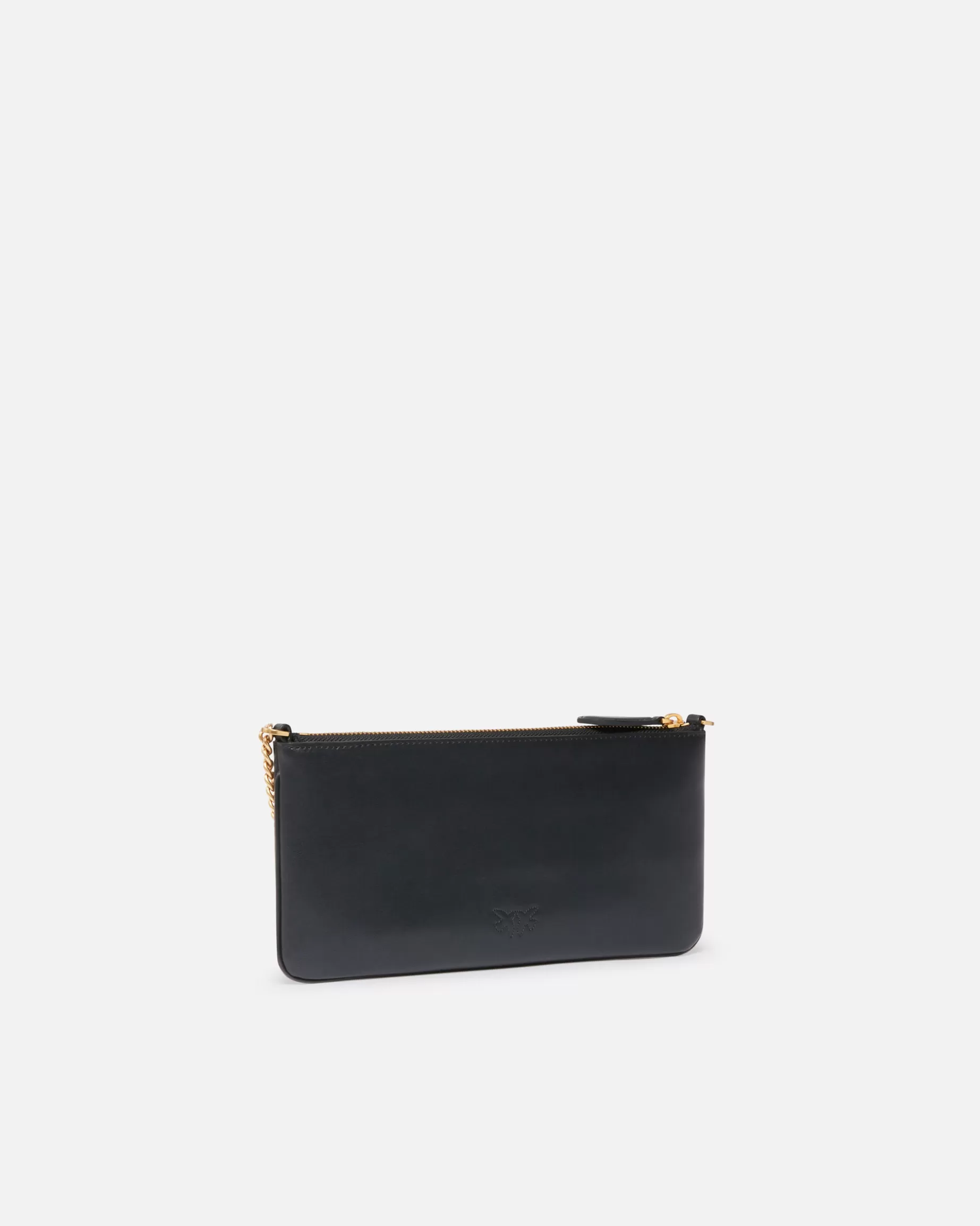 PINKO Torebki Przewieszane Przez Ramię | Torebki Na Ramię | Horizontal Flat Bag ze skóry CZARNY-ANTIQUEGOLD