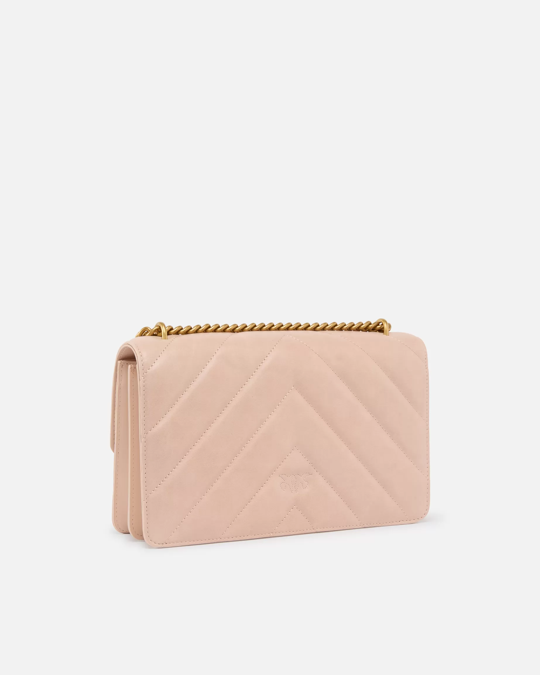 PINKO Nowości | Torebki Przewieszane Przez Ramię | Love Bag leather shoulder bag with chevron quilting RÓŻOWY/RÓŻANYPYŁ-ANTIQUEGOLD