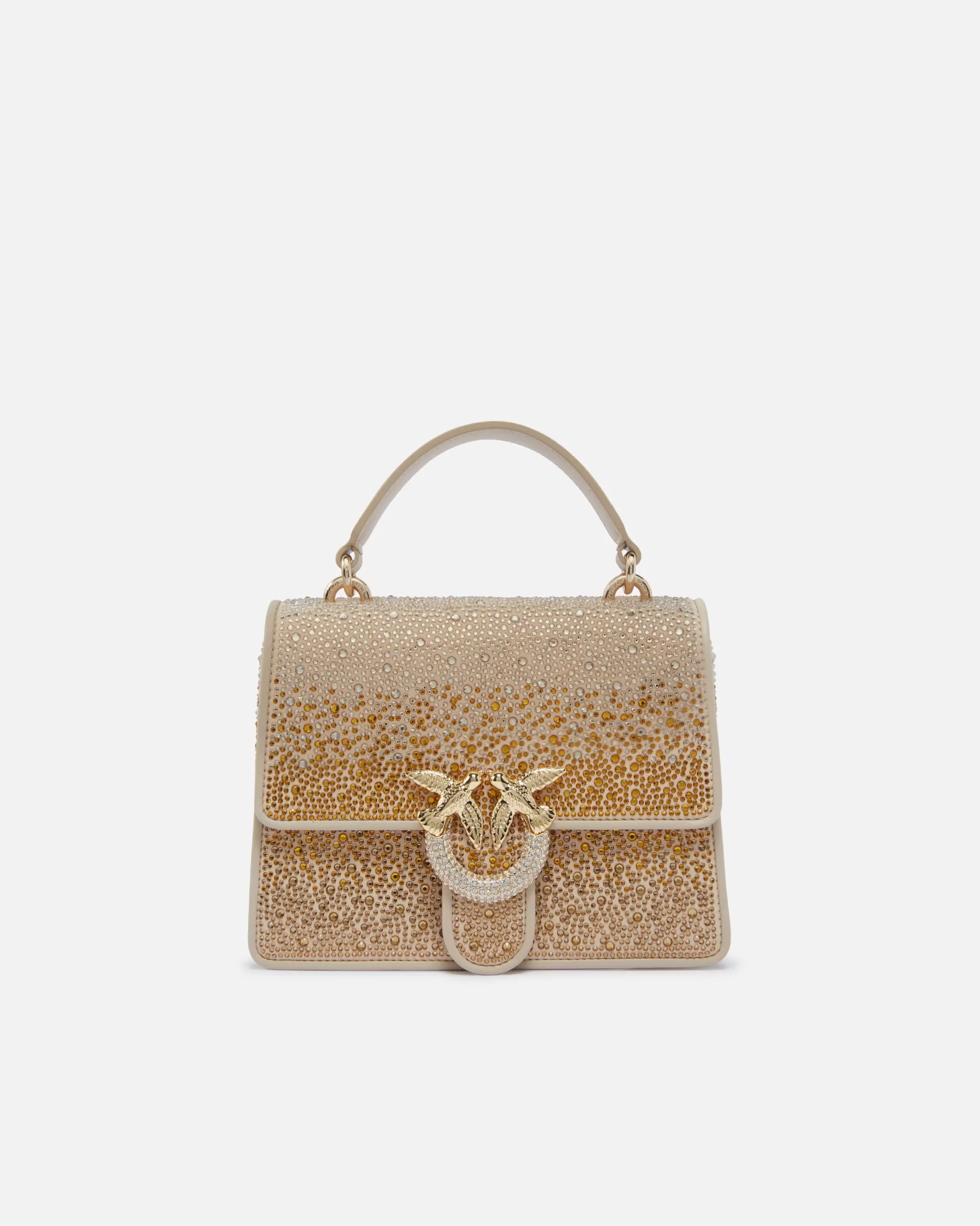 PINKO Mini Bags | Torebki Wieczorowe | Mała torebka do ręki Mini Love Bag z cieniowanymi kryształkami ZŁOTO-LŚNIĄCEZŁOTO