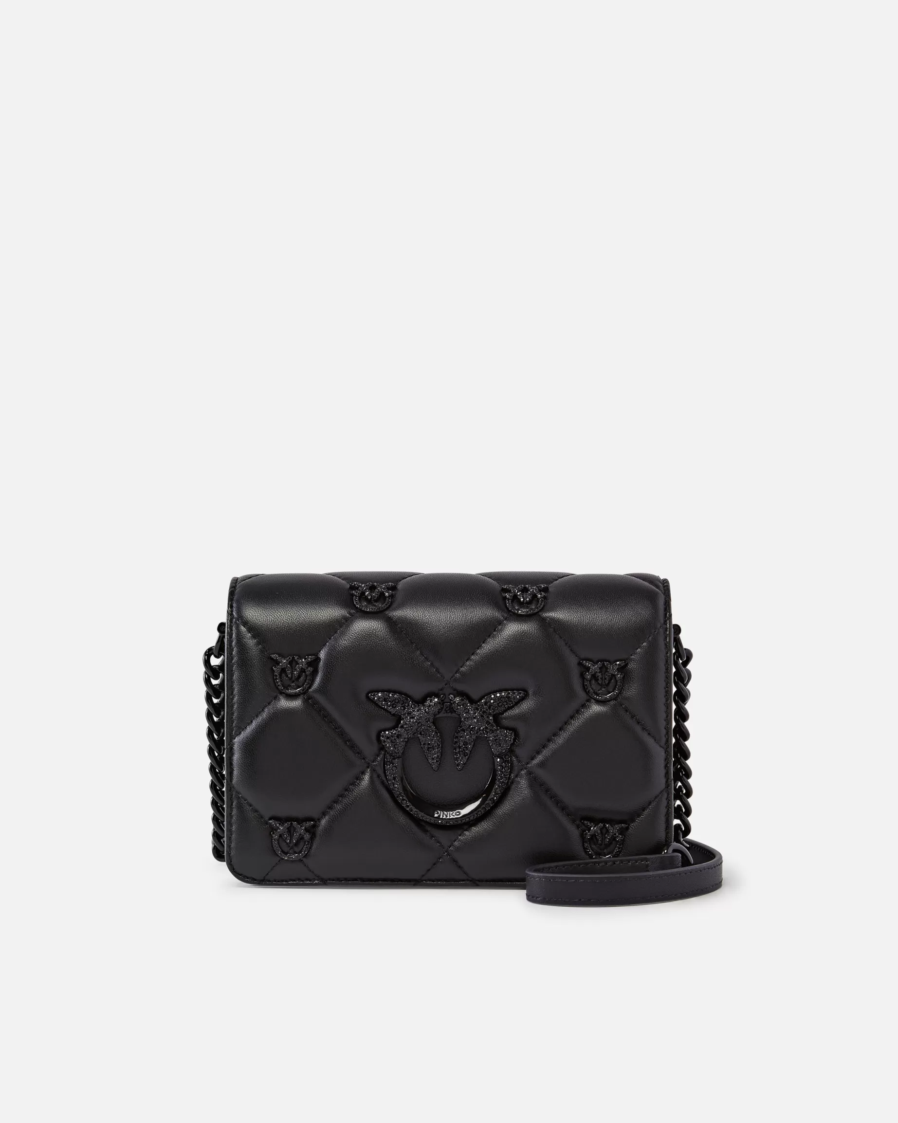 PINKO Torebki Przewieszane Przez Ramię | Mini Bags | Mała torebka na pasku Love Bag Click pikowana biżuteryjna Galleria LIMUZYNOWACZERŃBLOCKCOLOR