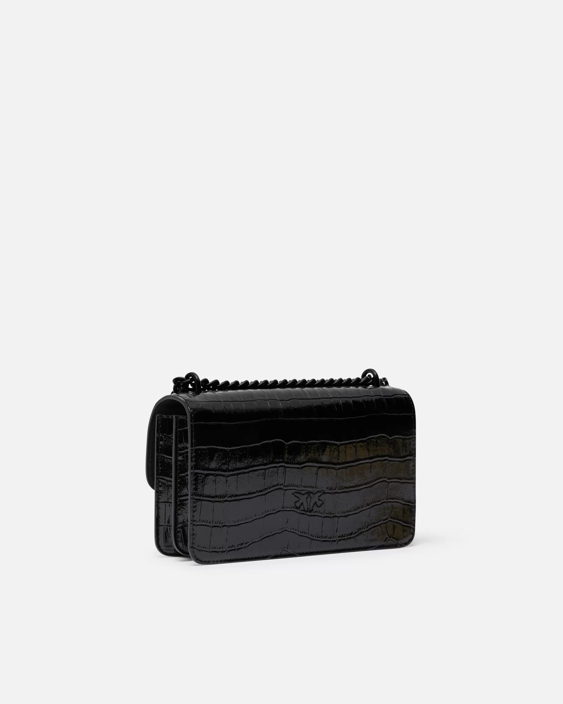PINKO Torebki Przewieszane Przez Ramię | Torebki Na Ramię | Mała torebka na pasku Love Bag lakierowana total black LIMUZYNOWACZERŃBLOCKCOLOR