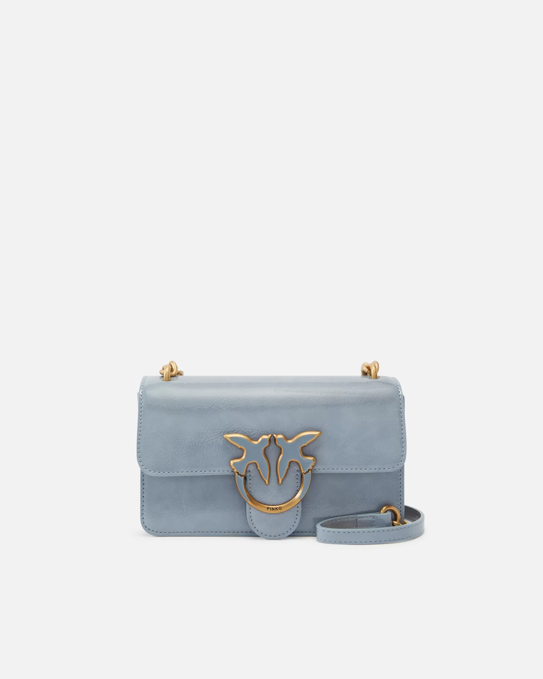 PINKO Torebki Przewieszane Przez Ramię | Mini Bags | Mała torebka na pasku Love Bag z imitacji skóry LIGHTBLUE-ANTIQUEGOLD