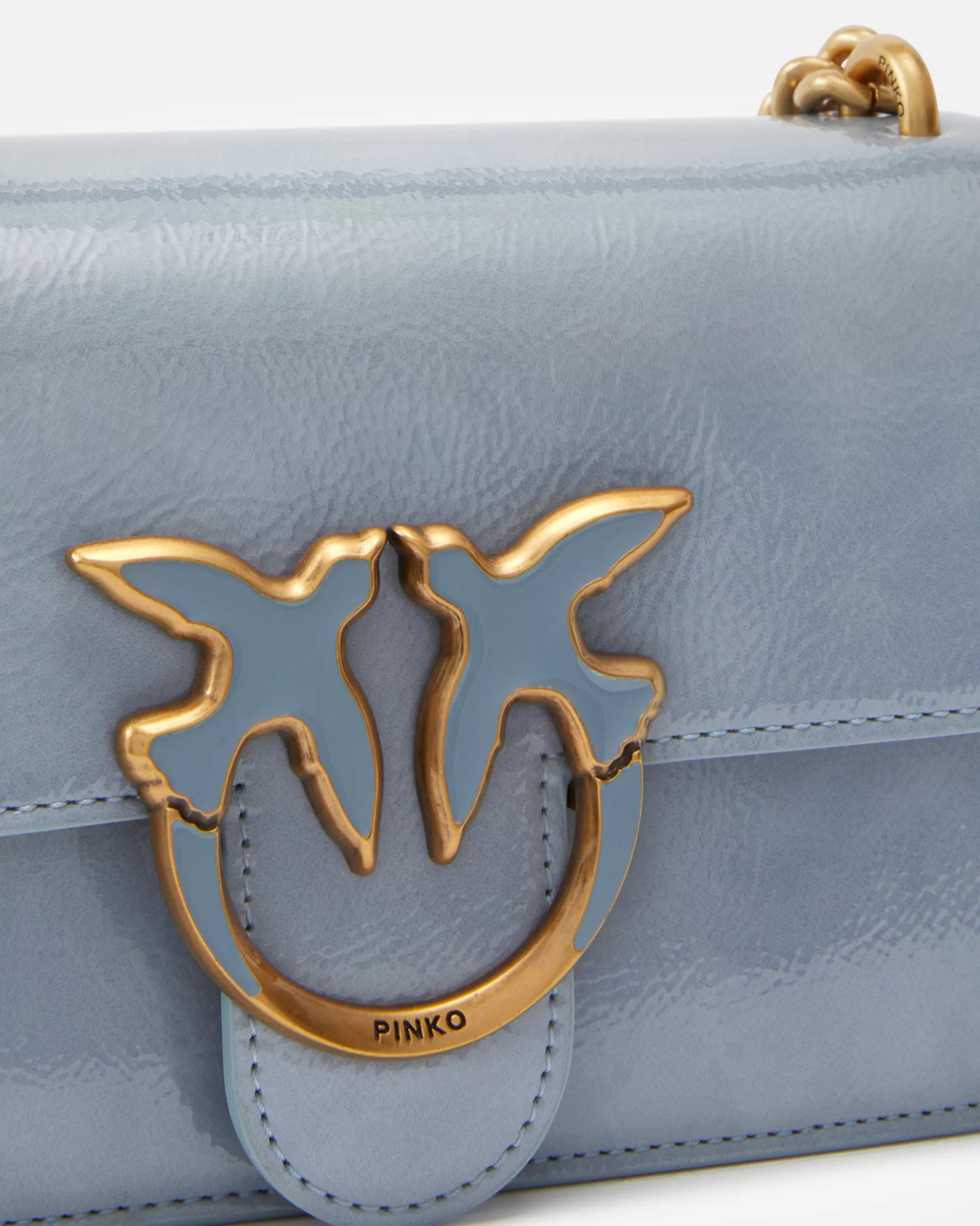 PINKO Torebki Przewieszane Przez Ramię | Mini Bags | Mała torebka na pasku Love Bag z imitacji skóry LIGHTBLUE-ANTIQUEGOLD
